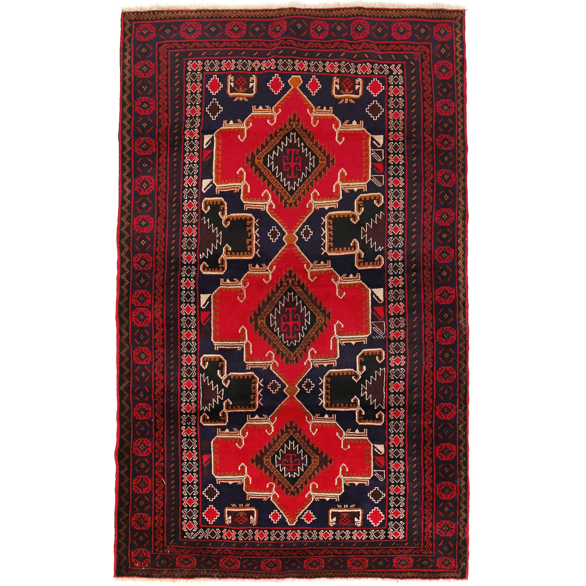 Hand Knotted Baluchi Rug 4' 7" x 7' 3" ft / 140 x 220 cm - No. G20451