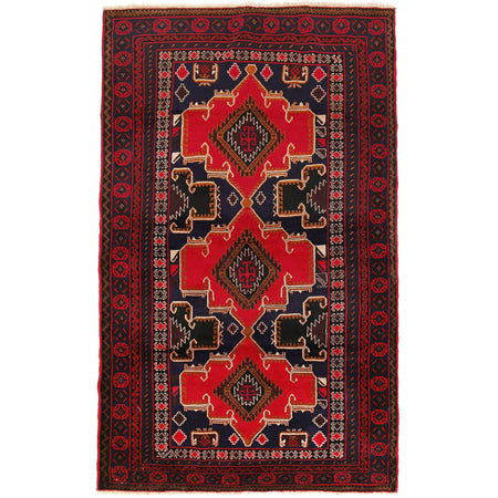 Hand Knotted Afghani Wool Baluch Runner Rug With Rug Pad 2x7 Ft