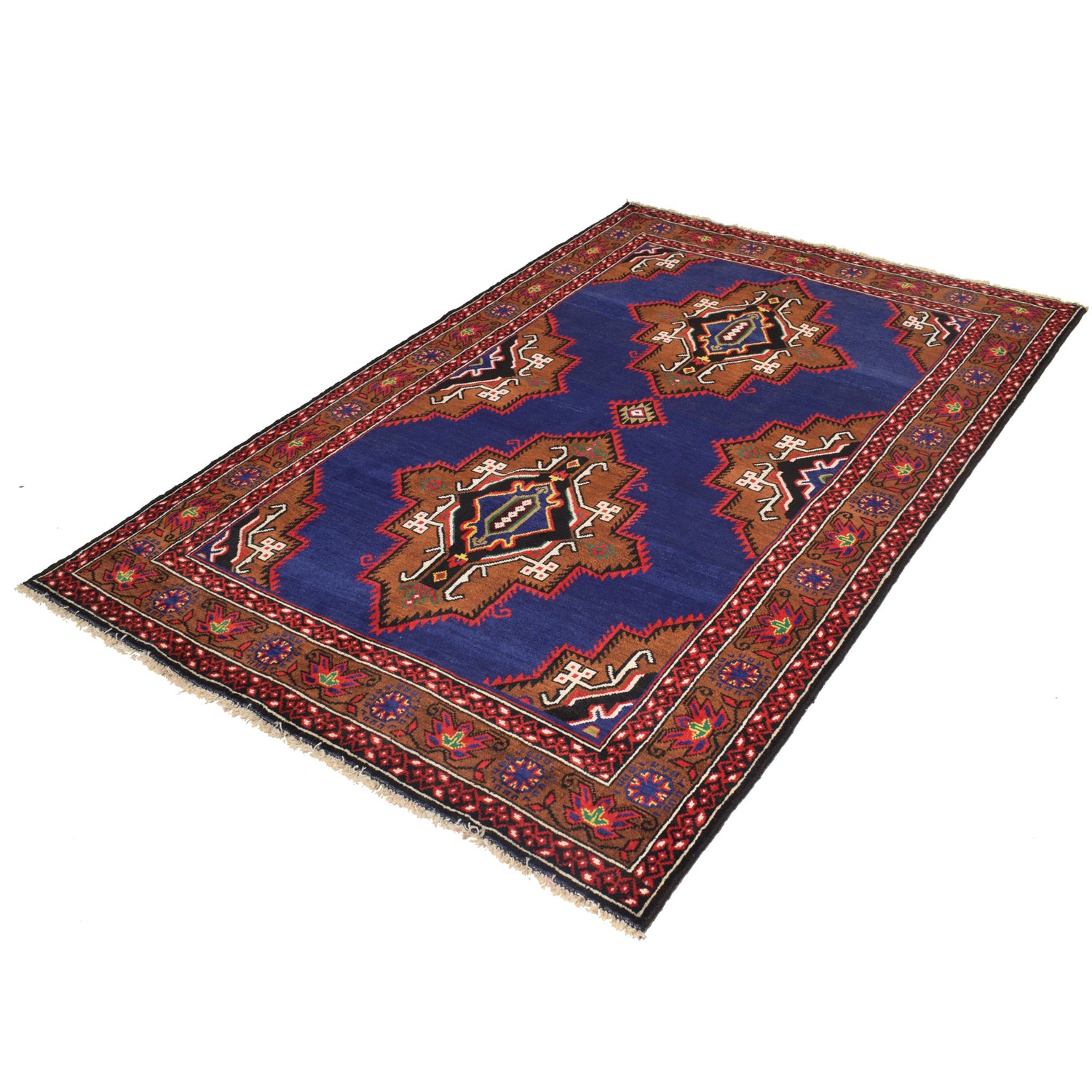 Blue Color Baluchi Rug 4' 4" x 6' 8" ft / 132 x 202 cm - No. G21372