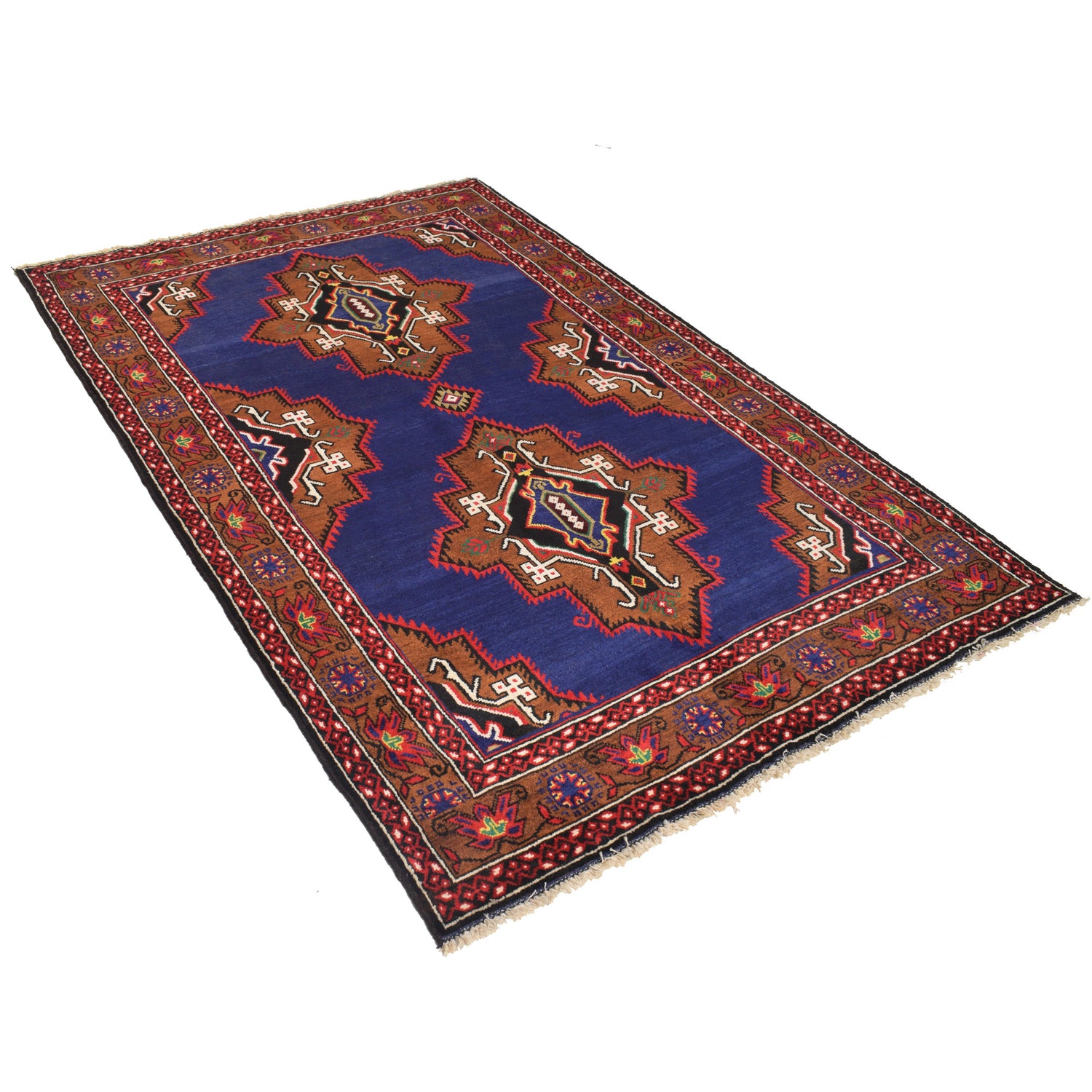 Blue Color Baluchi Rug 4' 4" x 6' 8" ft / 132 x 202 cm - No. G21372