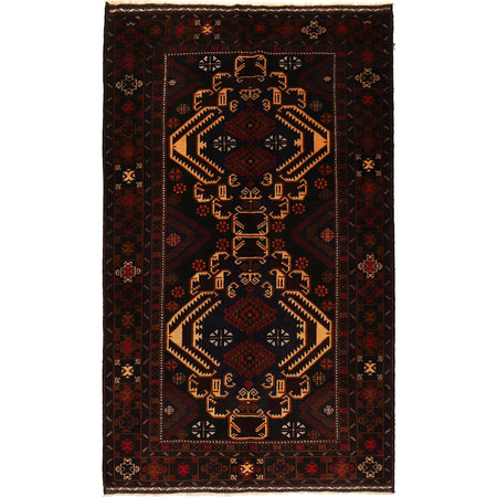 Hand Knotted Baluchi Rug 4' 1" x 7' 1" ft / 124 x 217 cm - No. G21502