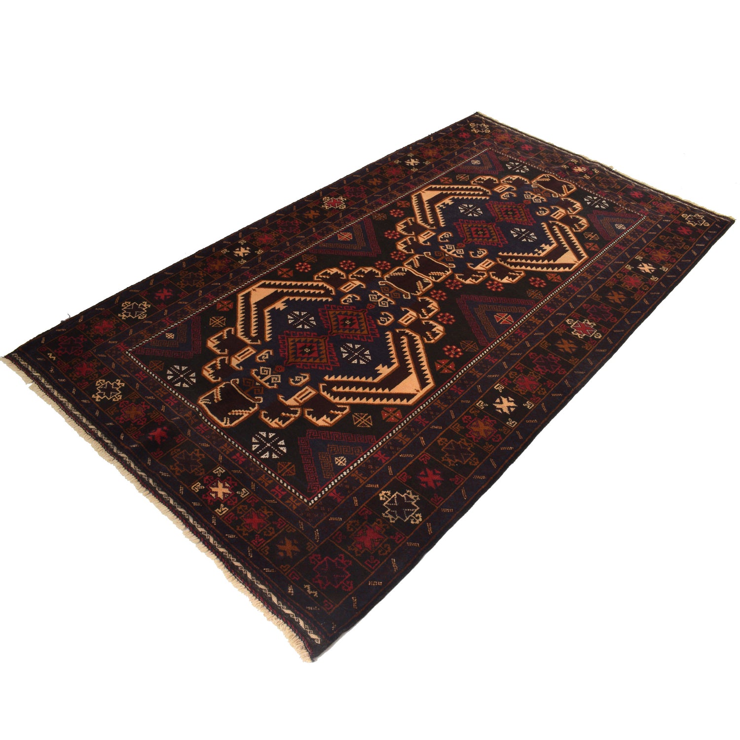 Hand Knotted Baluchi Rug 4' 1" x 7' 1" ft / 124 x 217 cm - No. G21502