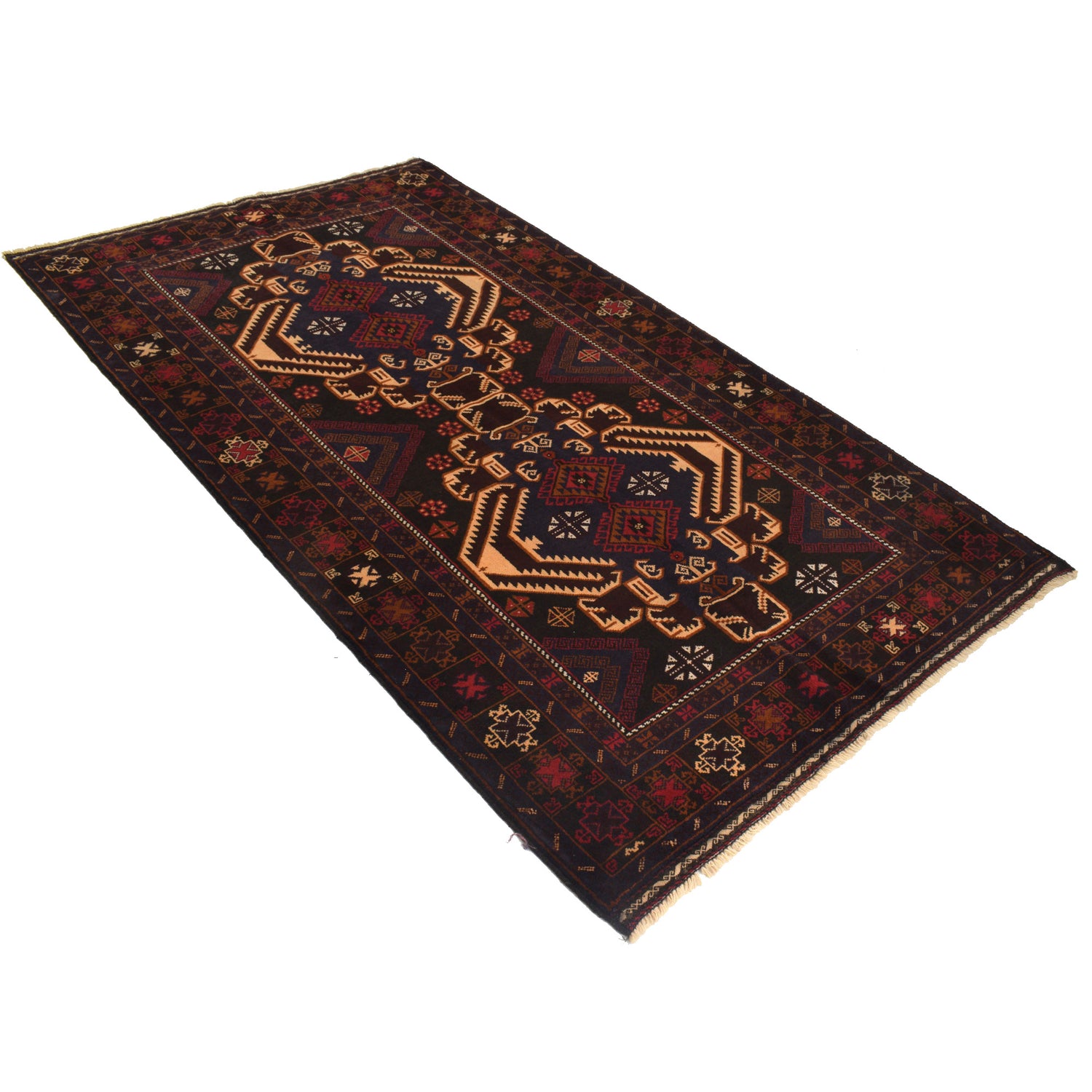 Hand Knotted Baluchi Rug 4' 1" x 7' 1" ft / 124 x 217 cm - No. G21502