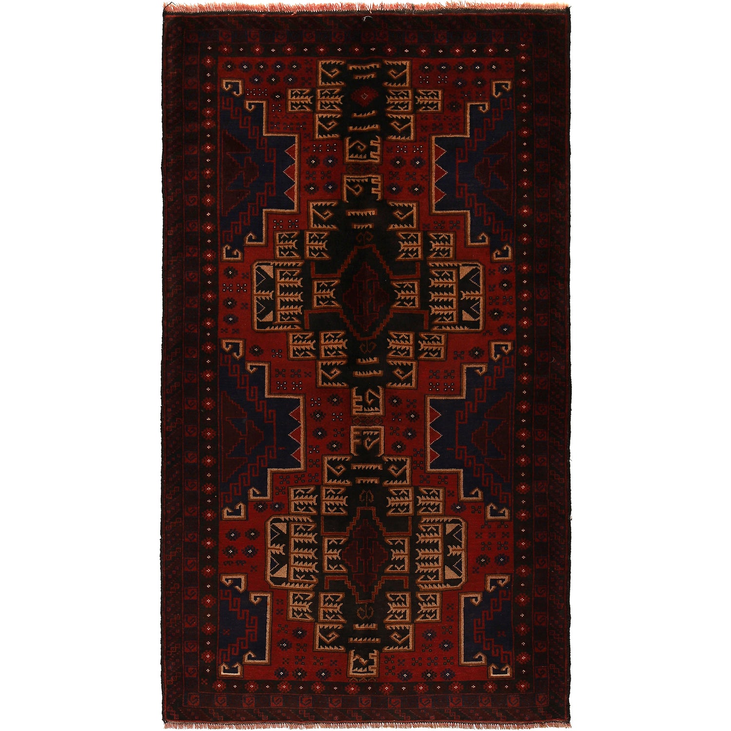Hand Knotted Baluchi Rug 3' 11" x 7' 7" ft / 120 x 231 cm - No. G21504