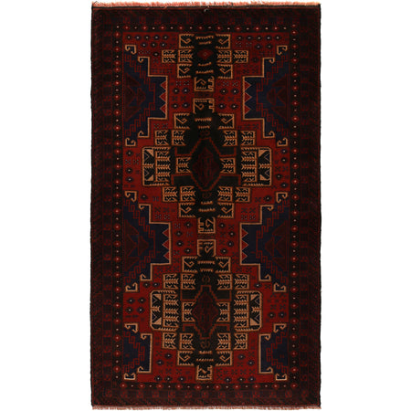 Hand Knotted Baluchi Rug 3' 11" x 7' 7" ft / 120 x 231 cm - No. G21504