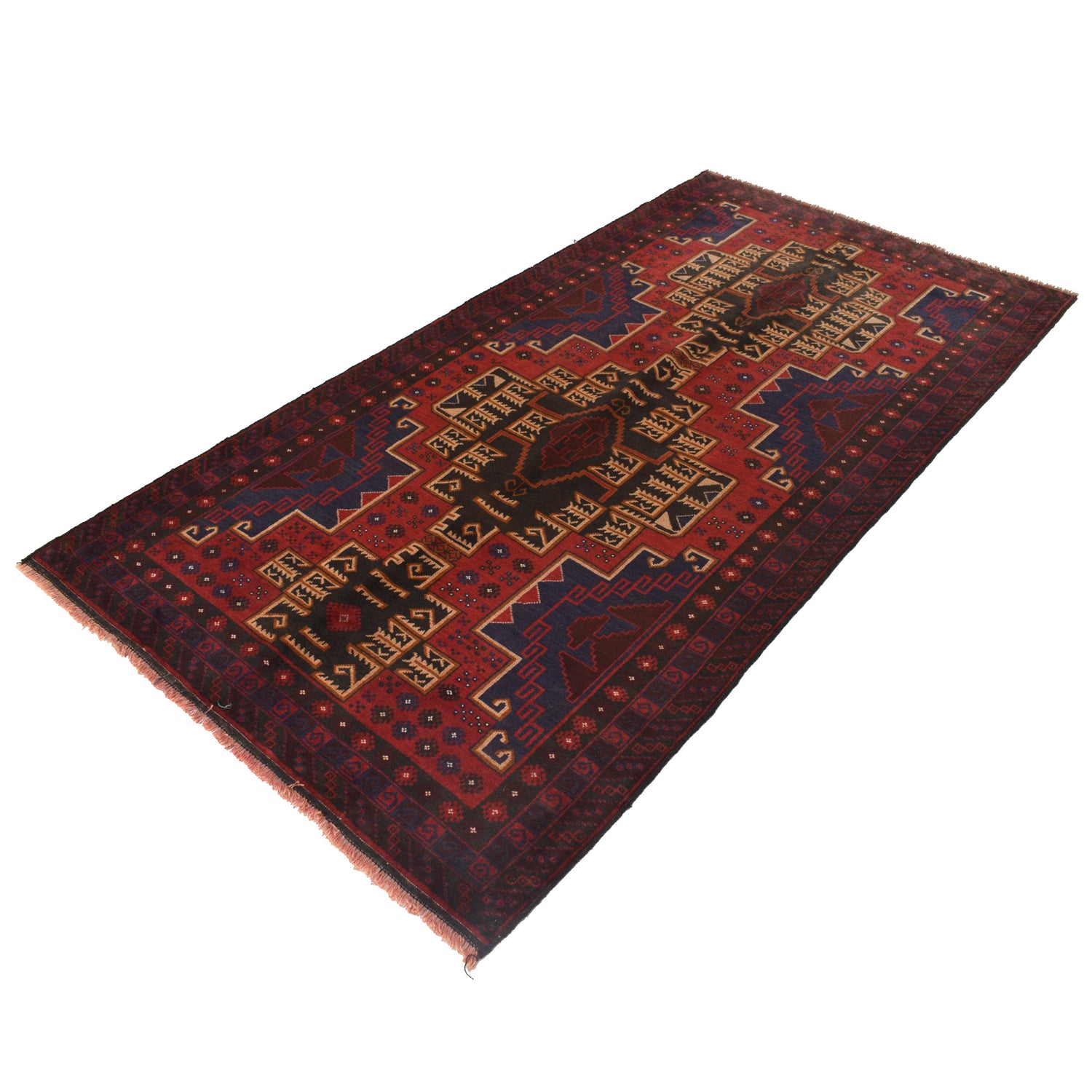 Hand Knotted Baluchi Rug 3' 11" x 7' 7" ft / 120 x 231 cm - No. G21504