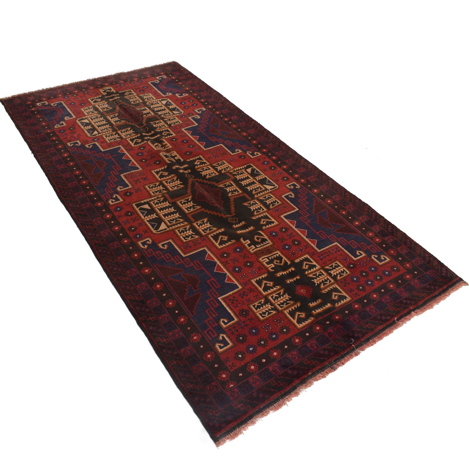 Hand Knotted Baluchi Rug 3' 11" x 7' 7" ft / 120 x 231 cm - No. G21504
