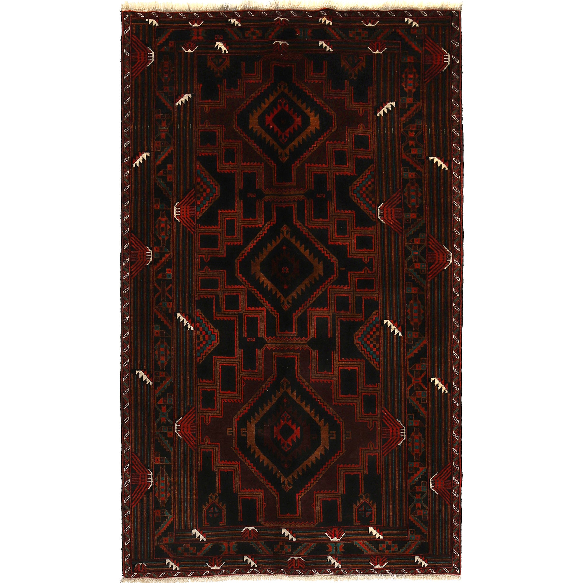 Tribal Baloch Rug 4' 2" x 7' 2" ft / 128 x 219 cm - No. G21507