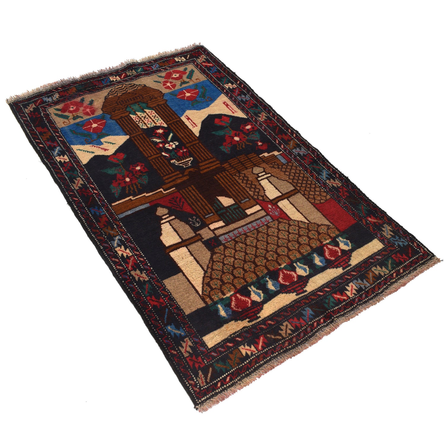 Handmade Pictorial Carpet 2' 11" x 4' 8" ft / 88 x 141 cm - No. G22013