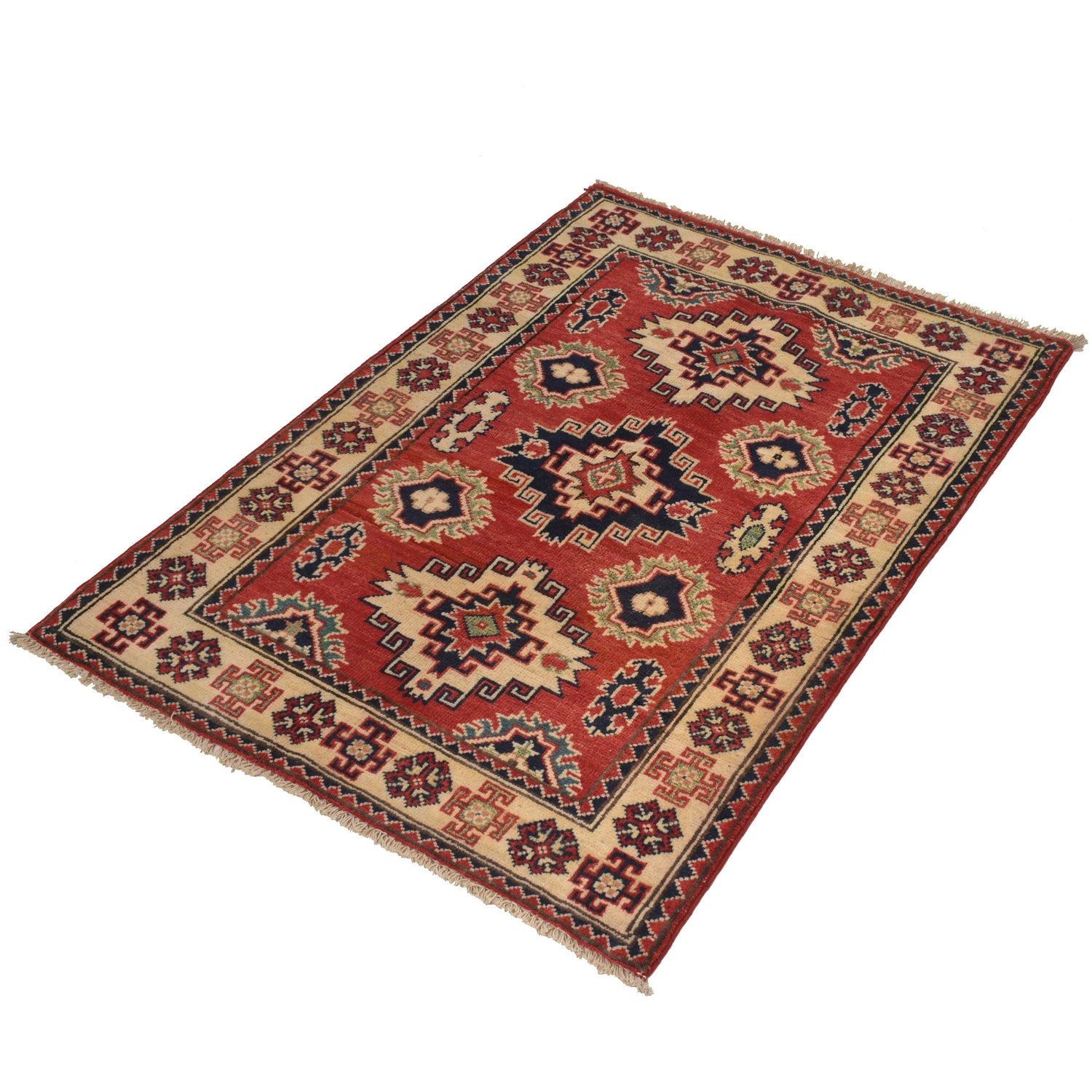 Handmade Kazak Area Rug 2' 9" x 3' 9" ft / 83 x 114 cm - No. G22675
