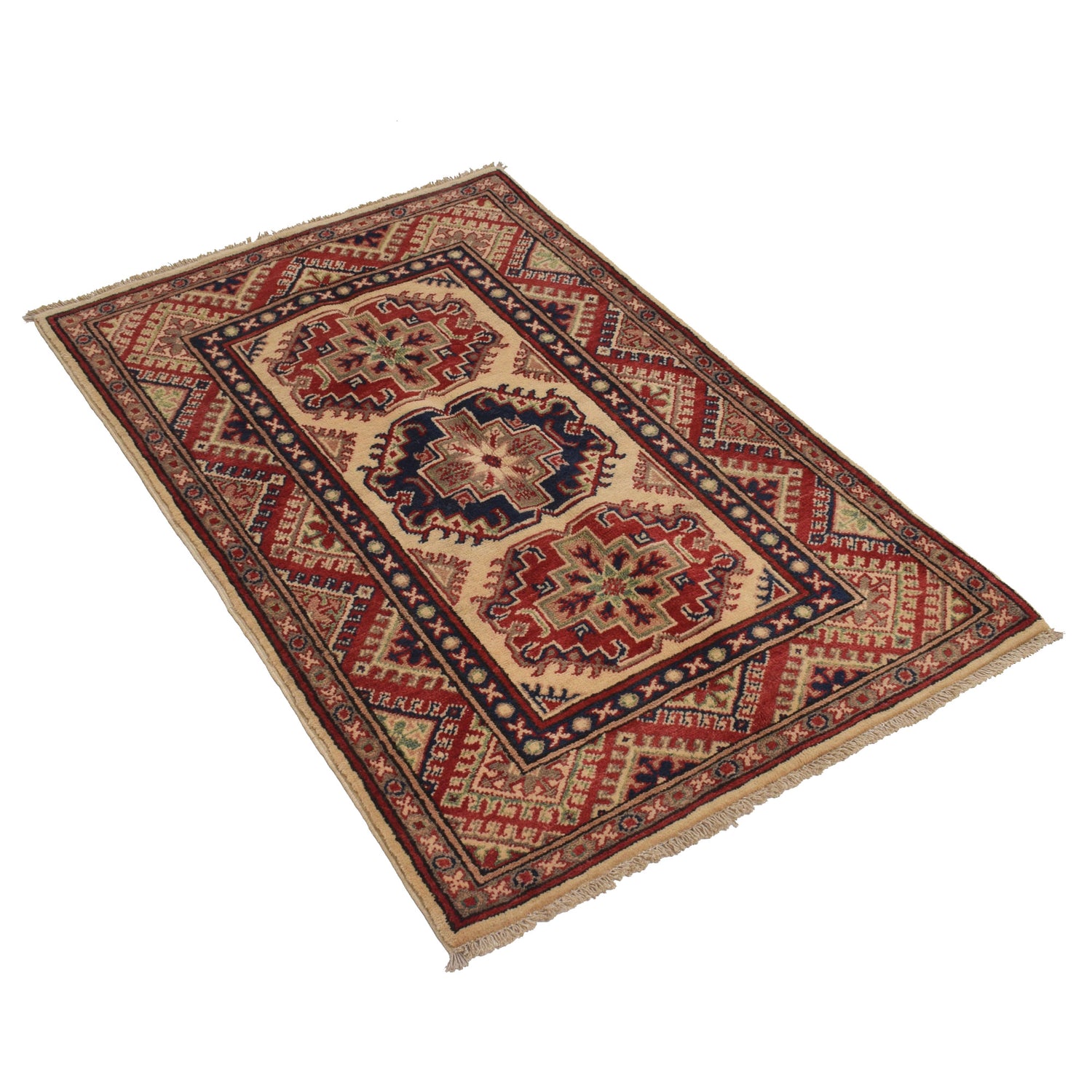 Hand knotted Kazak Carpet 2' 7" x 4' 1" ft / 78 x 124 cm - No. G22713