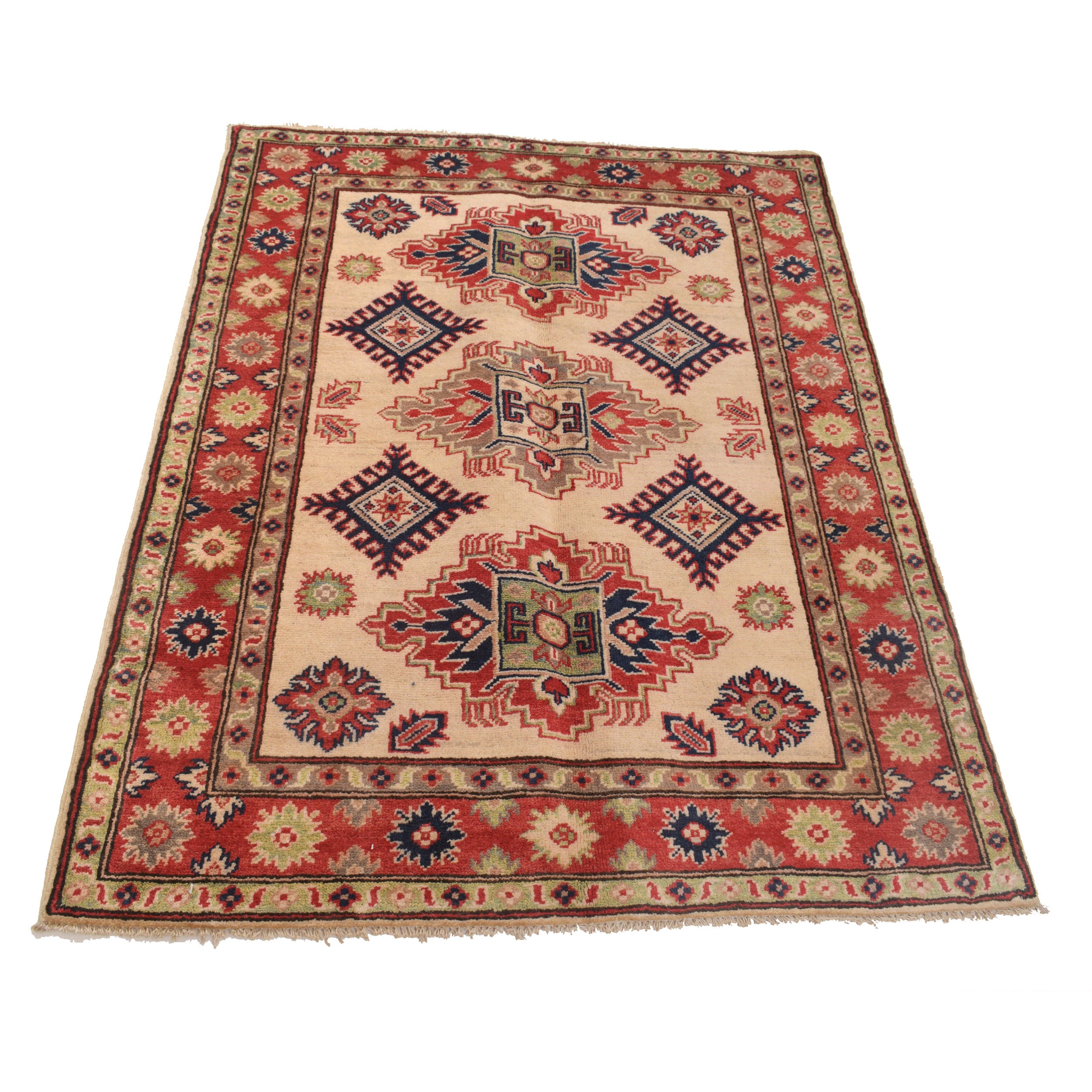 Hand knotted Kazak Carpet 3' 5" x 4' 9" ft / 105 x 146 cm - No. G22740