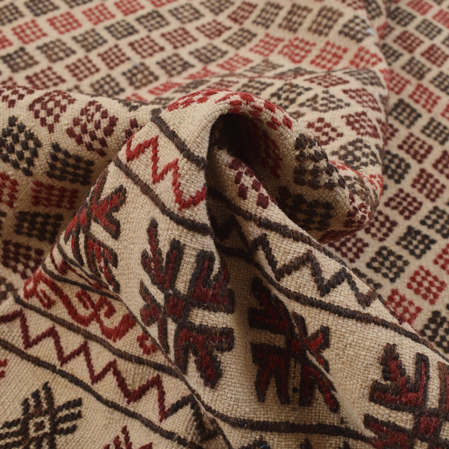 Handmade Soumak Kelim 4' 2" x 6' 5" ft / 128 x 195 cm - No. G22904