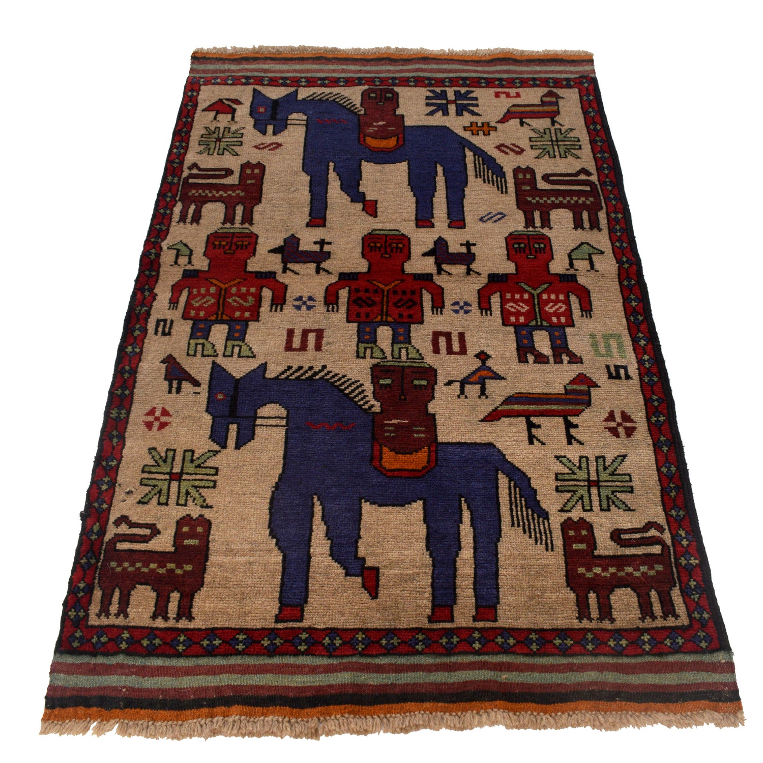 Hand Made Animal Pictorial Area Carpet  3' 1" x 4' 11" ft / 93 x 151 cm - No. G22926