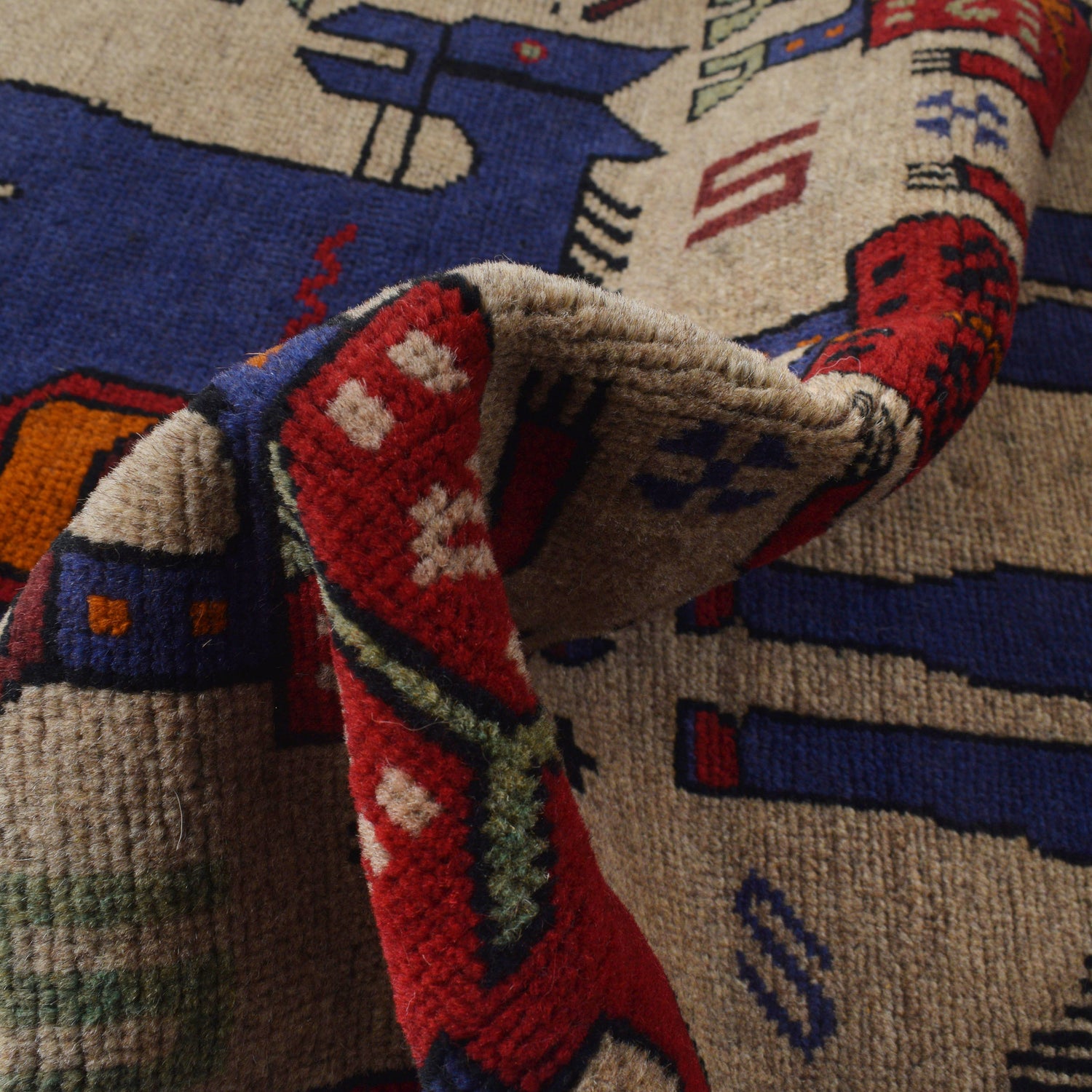 Hand Made Animal Pictorial Area Carpet  3' 1" x 4' 11" ft / 93 x 151 cm - No. G22926