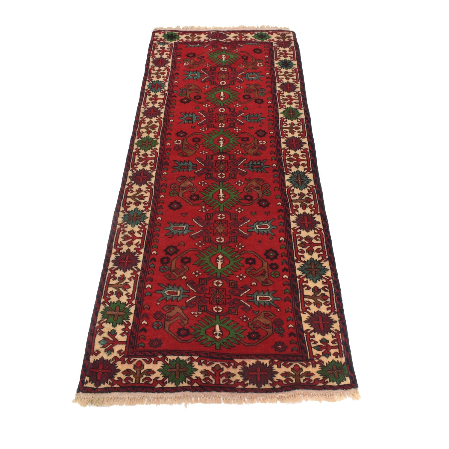 Firebrick Bokhara Runner Rug 2' 4" x 5' 8" ft / 71 x 172 cm - No. G22934