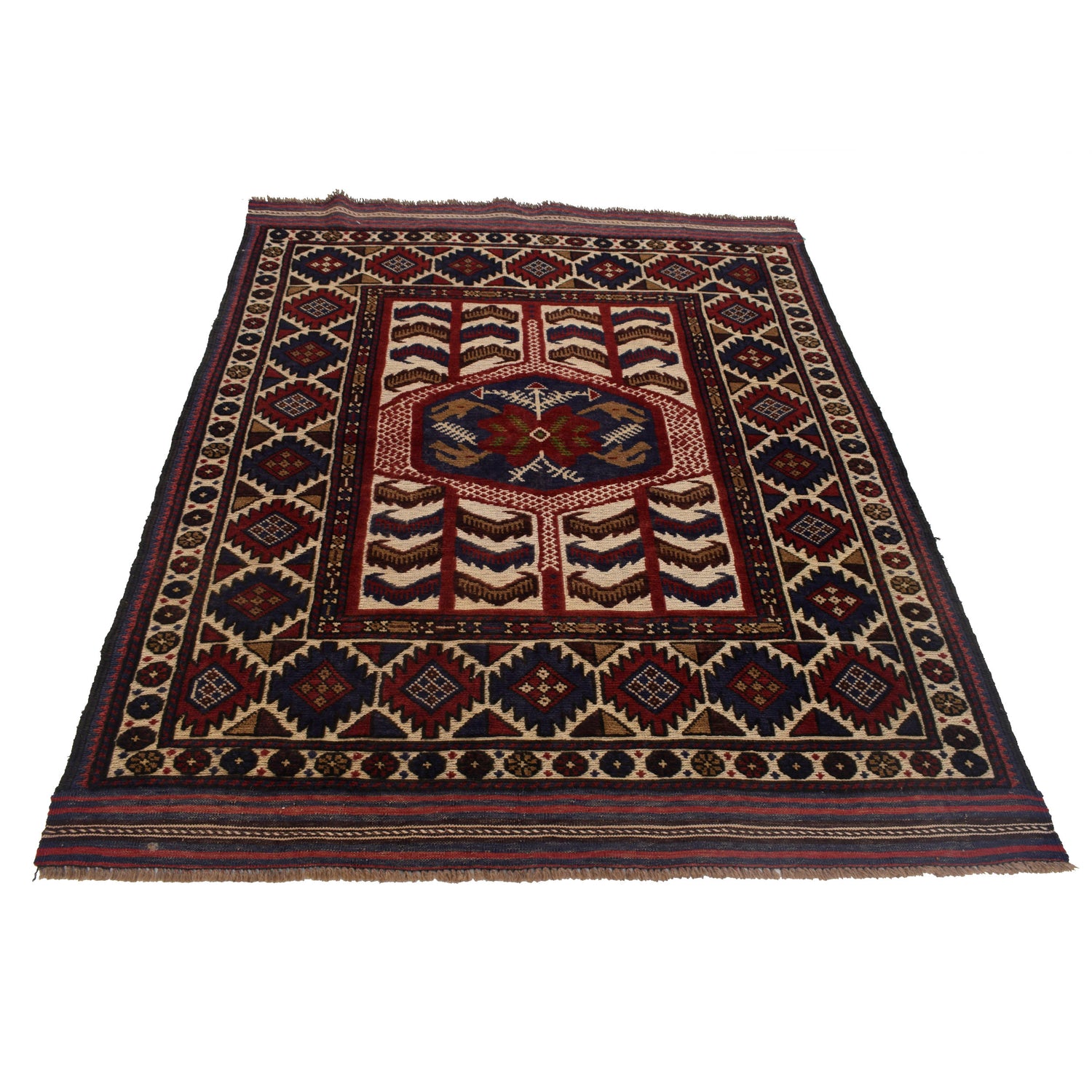 Handmade Barjista Kilim Rug 4' 5" x 5' 12" ft / 134 x 182 cm - No. G22996