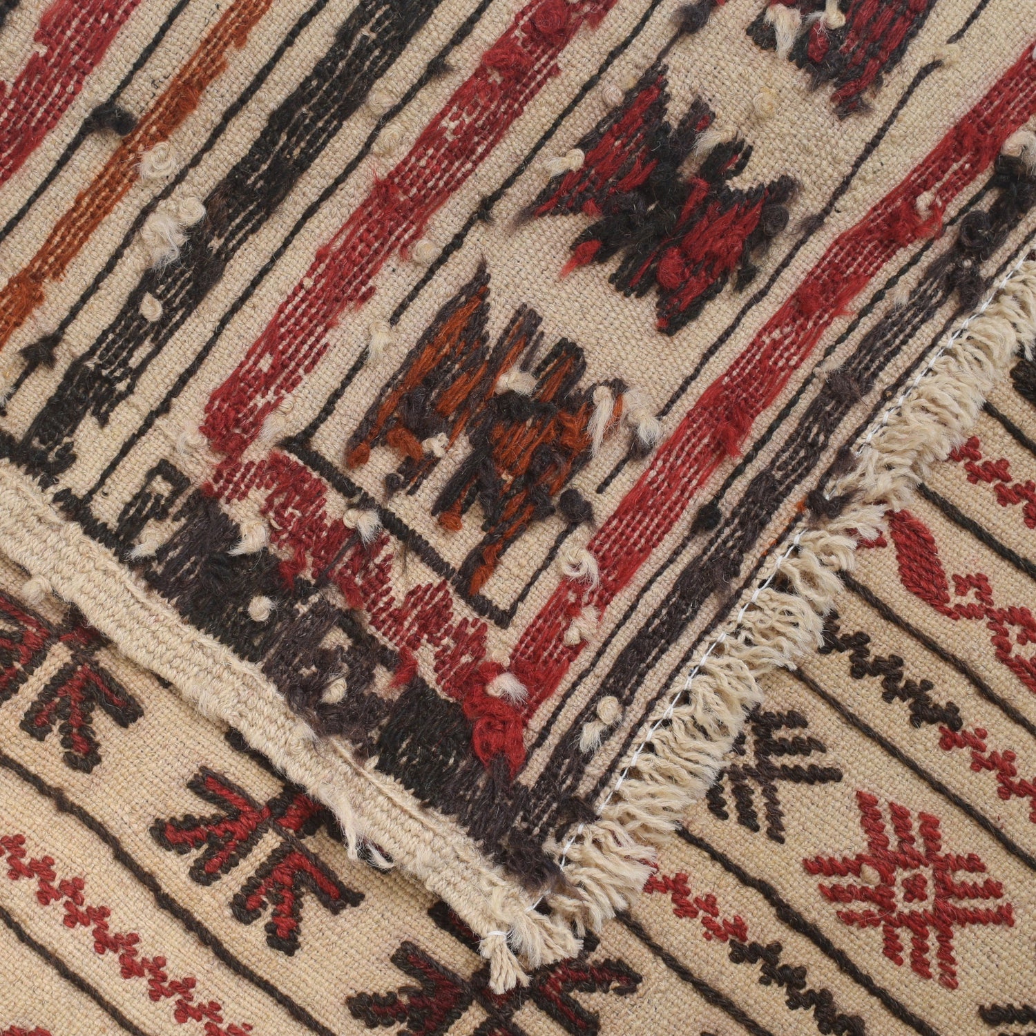 Handmade Soumak Kelim 4' 8" x 6' 3" ft / 143 x 190 cm - No. G23000