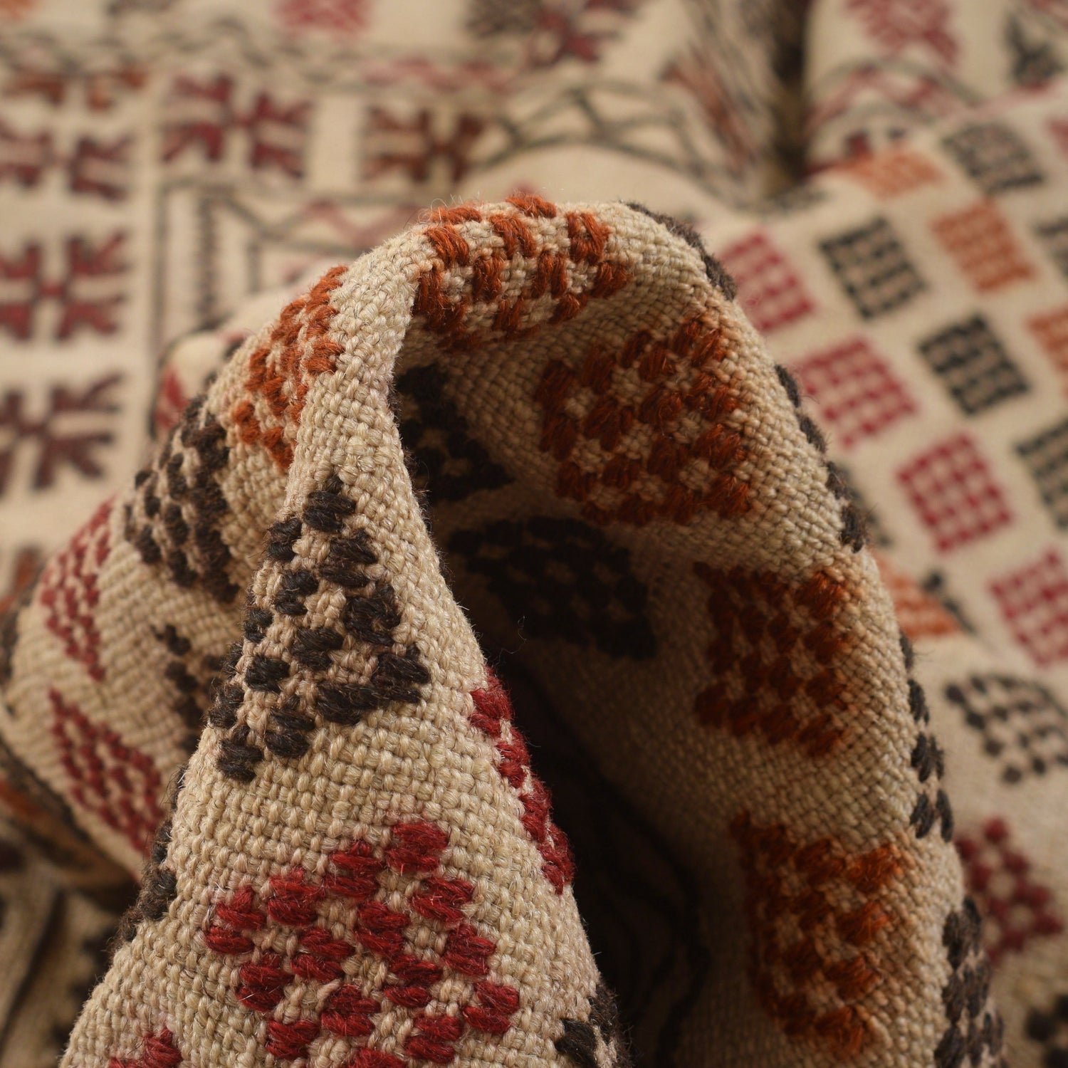 Handmade Soumak Kelim 4' 8" x 6' 3" ft / 143 x 190 cm - No. G23000