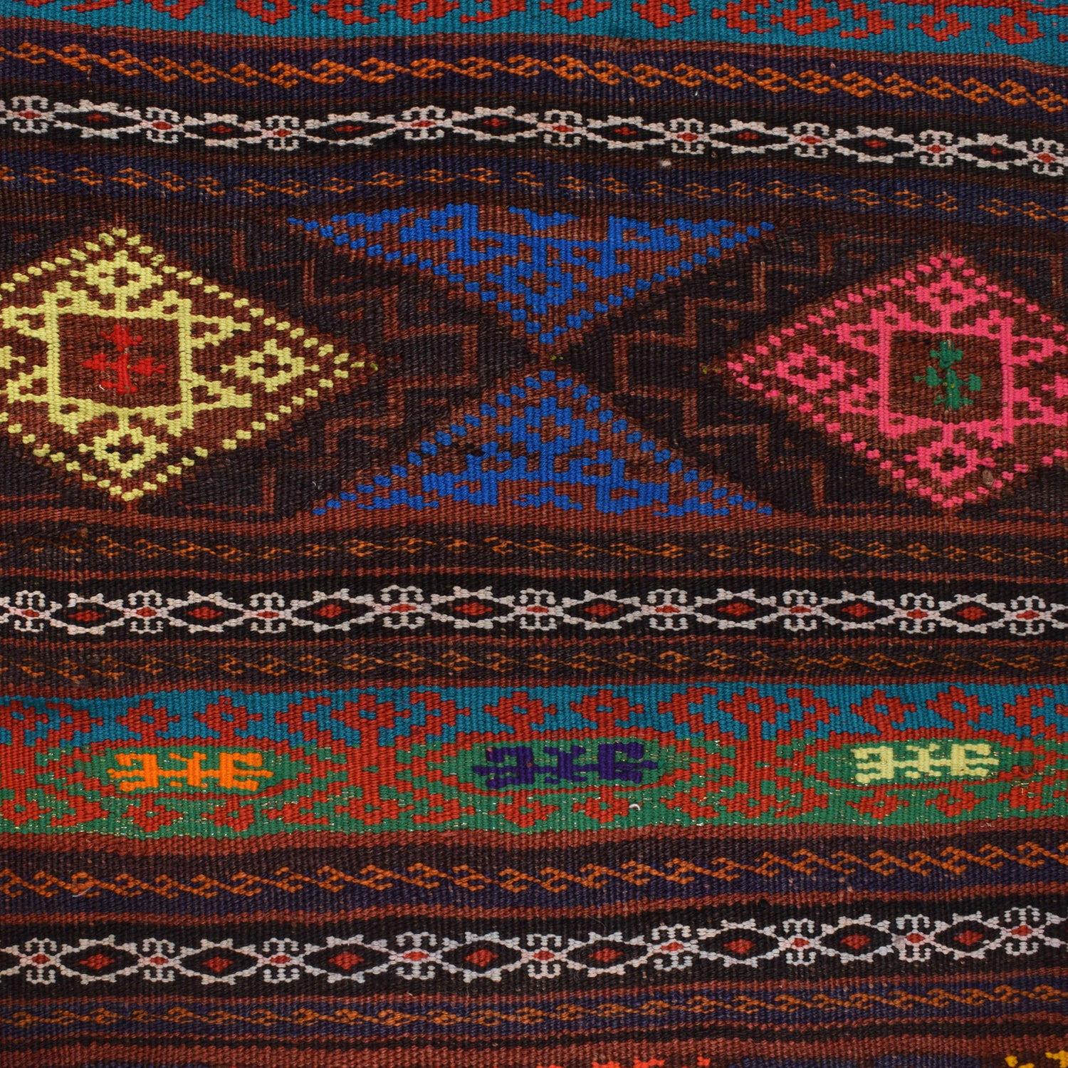 Hand Knotted Laghari Kilim 4' 6" x 6' 2" ft / 138 x 187 cm - No. G23631