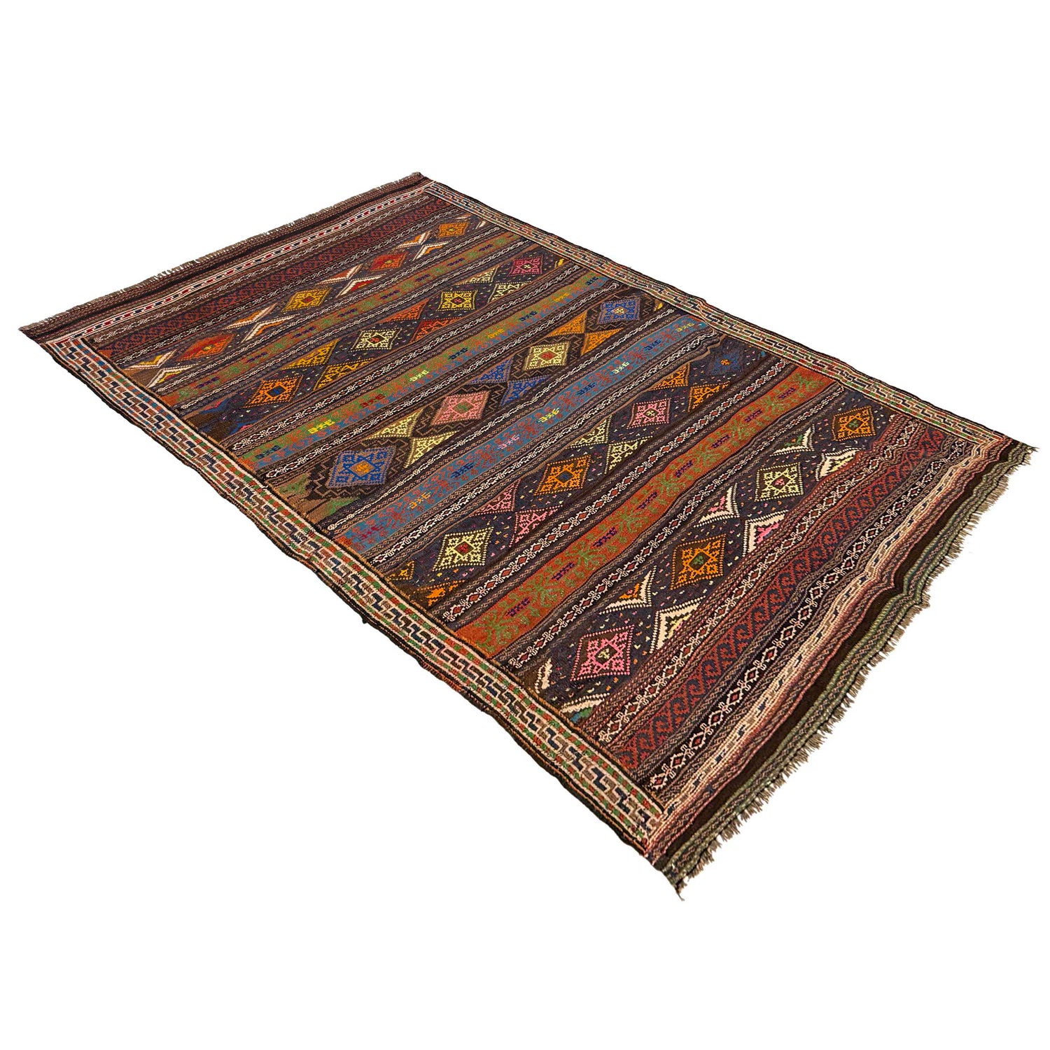 Hand Knotted Laghari Kilim 4' 6" x 6' 2" ft / 138 x 187 cm - No. G23631