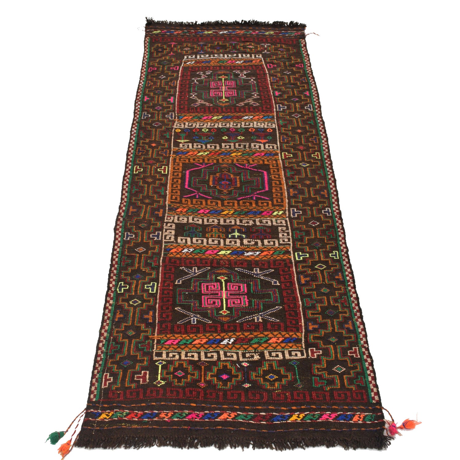 Hand Knotted Sufra Kilem Runner 2' 0" x 5' 5" ft / 60 x 164 cm - No. G23640