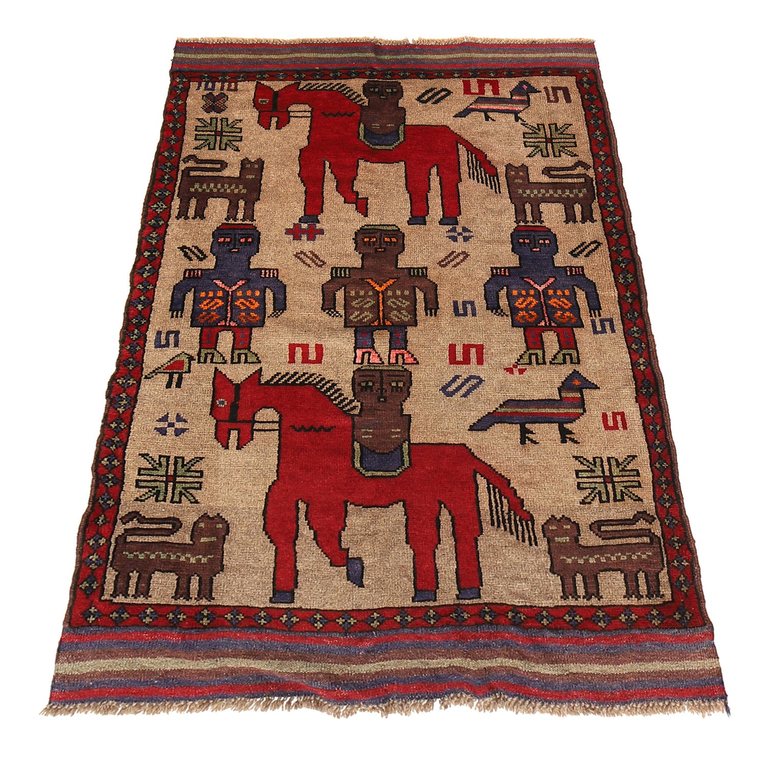 Hand Made Animal Pictoral Area Carpet 2' 10" x 4' 8" ft / 87 x 143 cm - No. G23652
