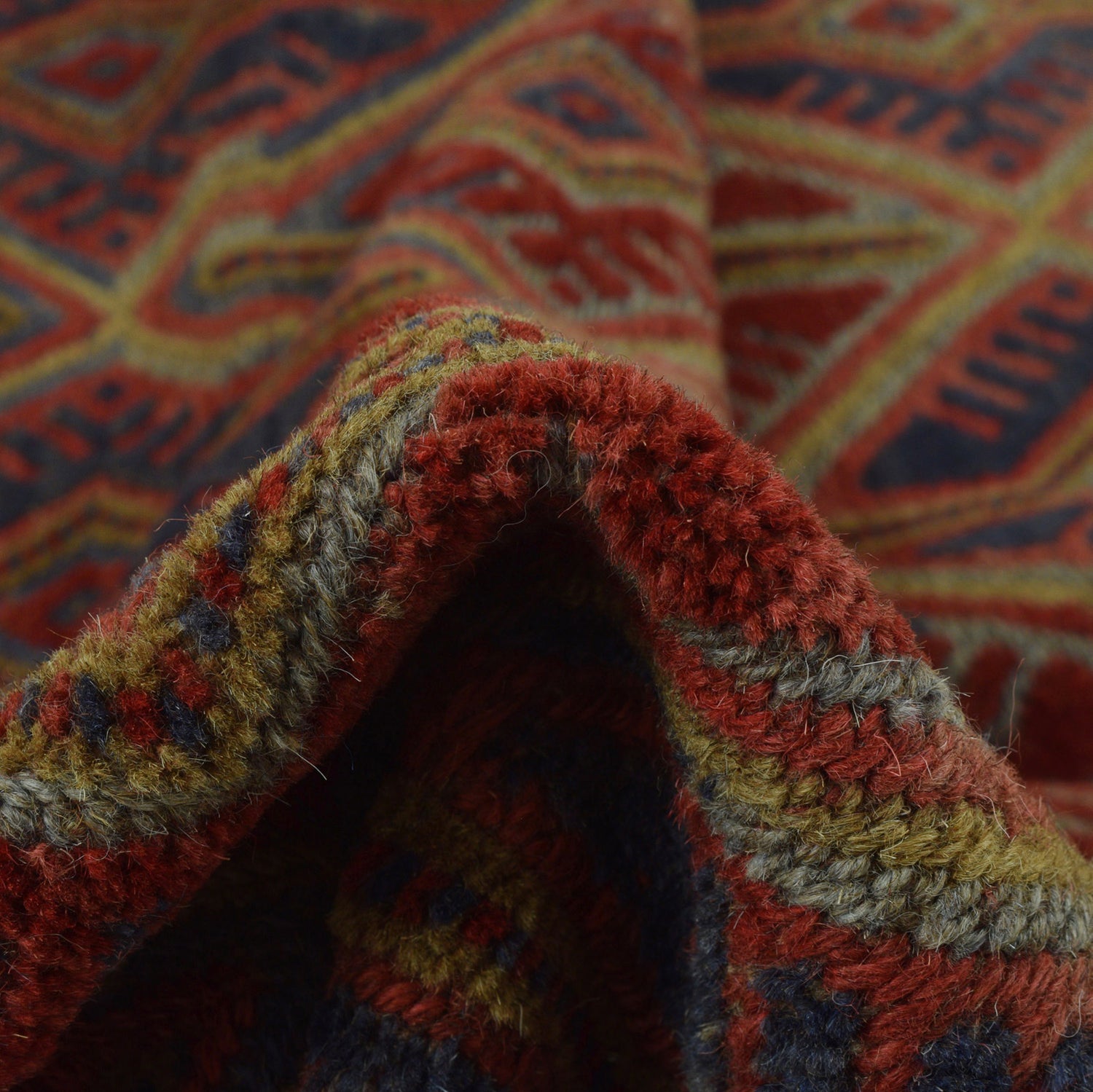 Red Mashwani Area Rug 4' 9" x 6' 3" ft / 144 x 190 cm - No. G23666