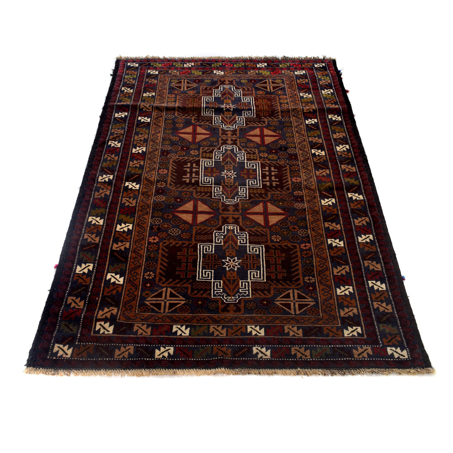 Handmade Baluchi Rug 4' 0" x 6' 1" ft / 122 x 186 cm - No. G24202