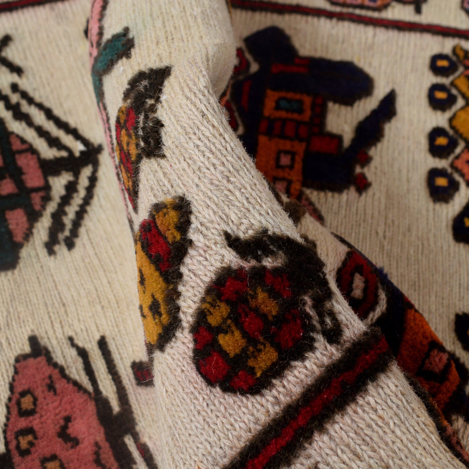 Ivory Color War Kilim Rug 2' 7" x 4' 3" ft / 78 x 129 cm - No. G24430