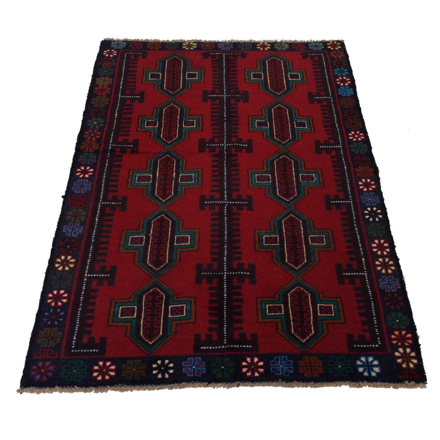 Red Color Baluchi Rug 2' 11" x 4' 9" ft / 88 x 145 cm - No. G24835