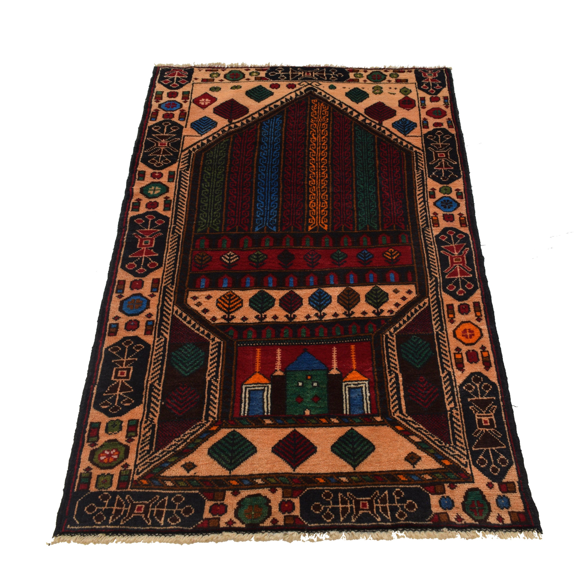 Handmade Prayer Rug 3' 0" x 4' 10" ft / 91 x 147 cm - G24836