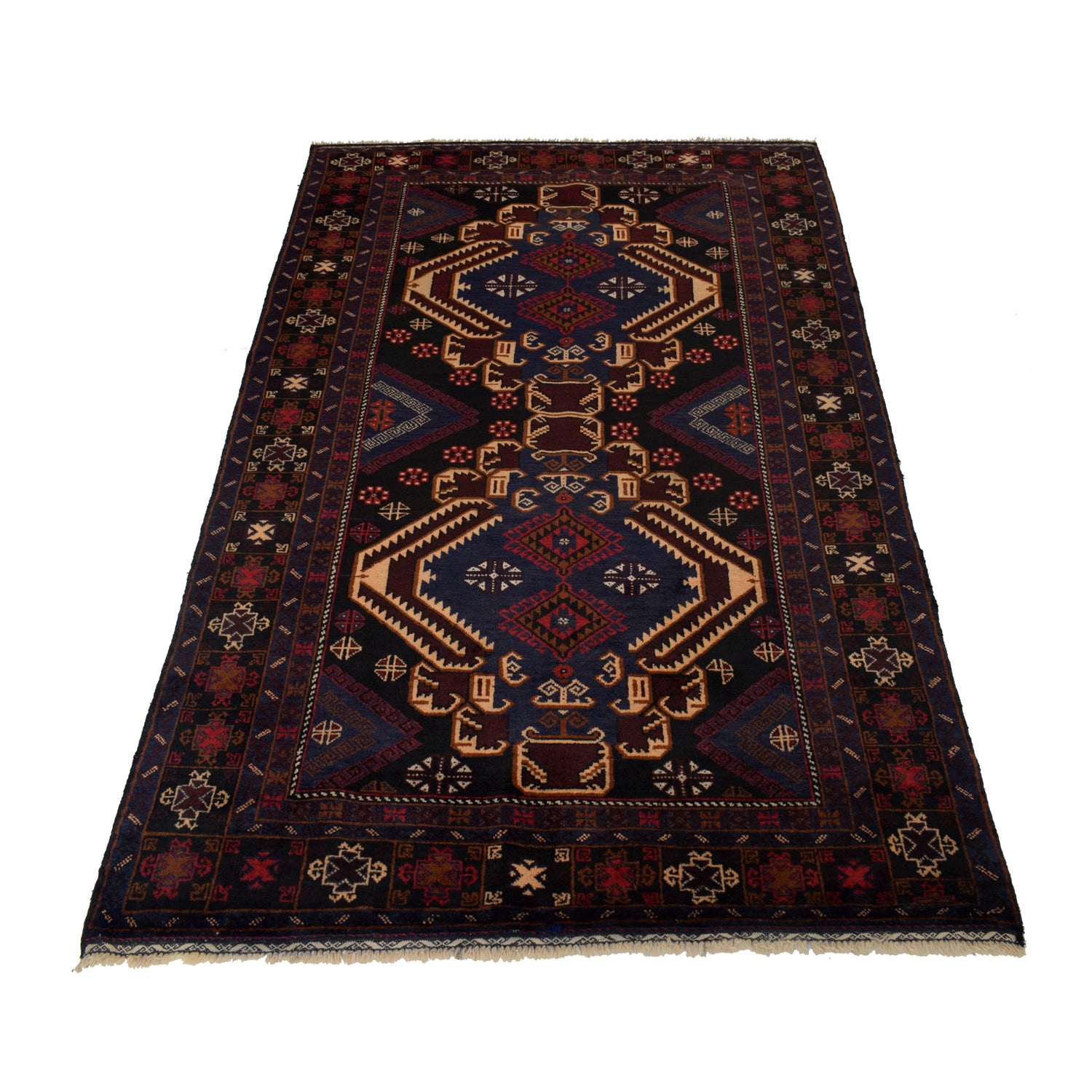 Handmade Baluchi Rug 4' 1" x 7' 2" ft / 124 x 218 cm - No. G24842