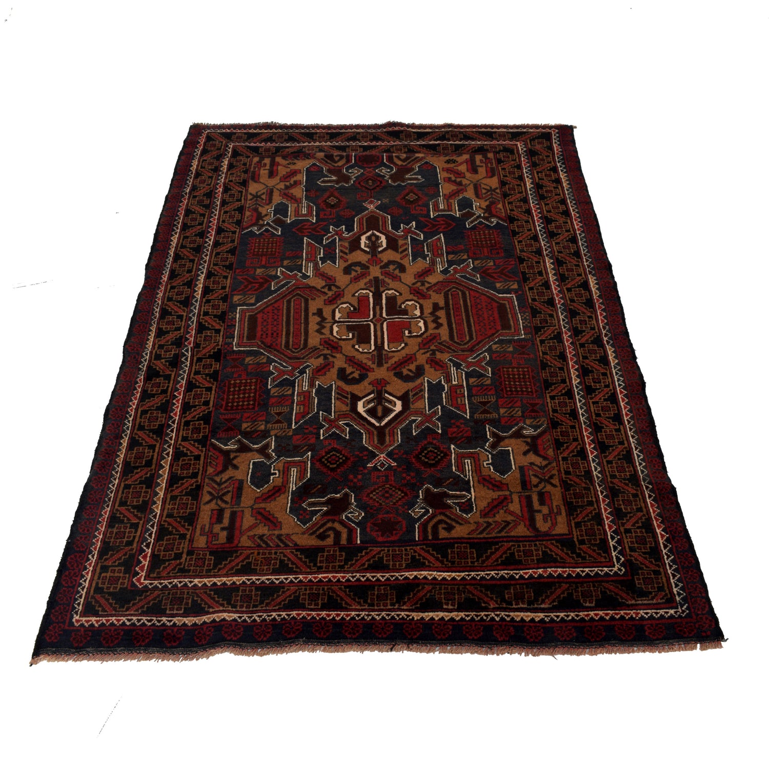 Handmade Baluchi Rug 4' 0" x 6' 3" ft / 123 x 191 cm - No. G24846