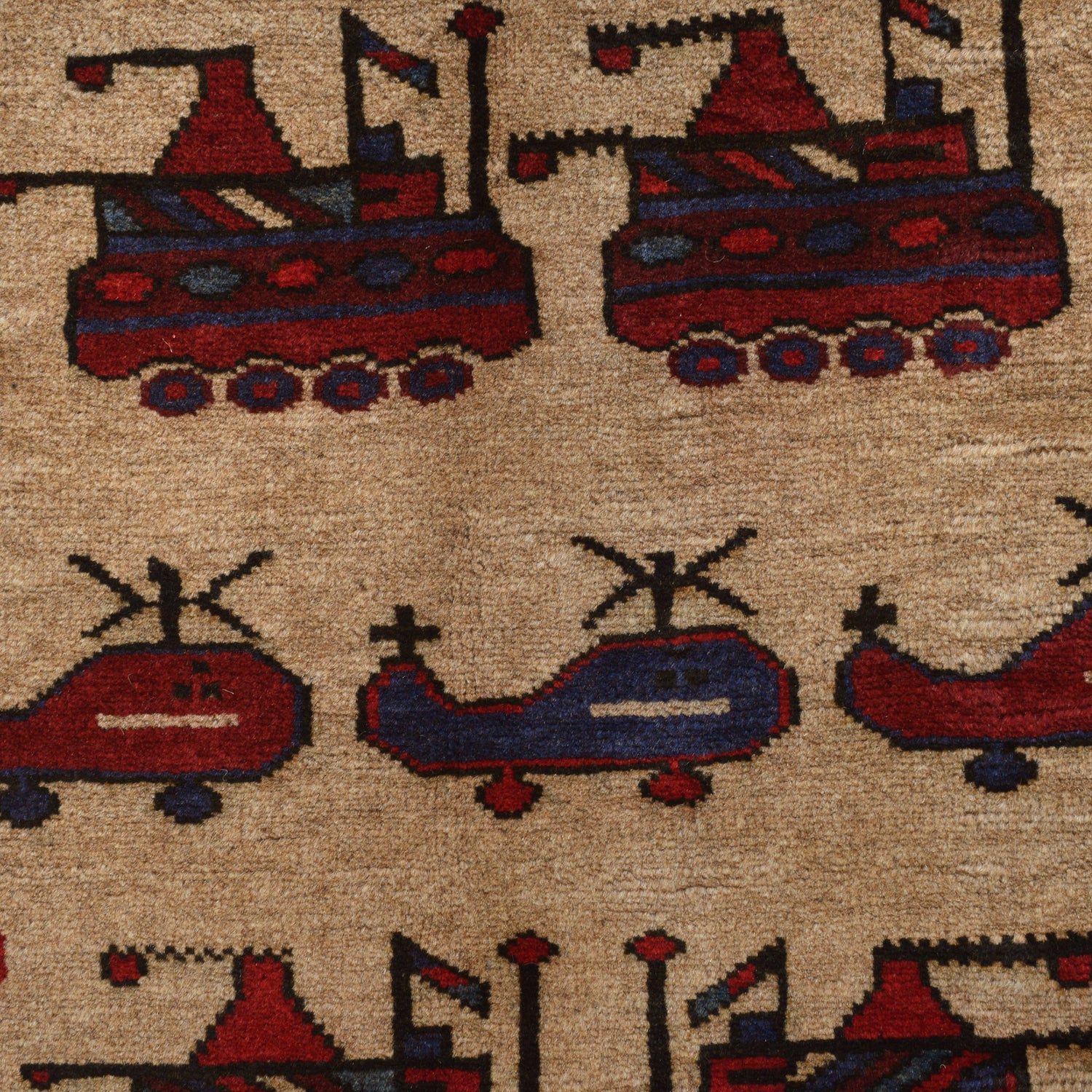 Afghan War Rug – Military Design 2' 11" x 4' 7" ft / 90 x 139 cm - No. G24855