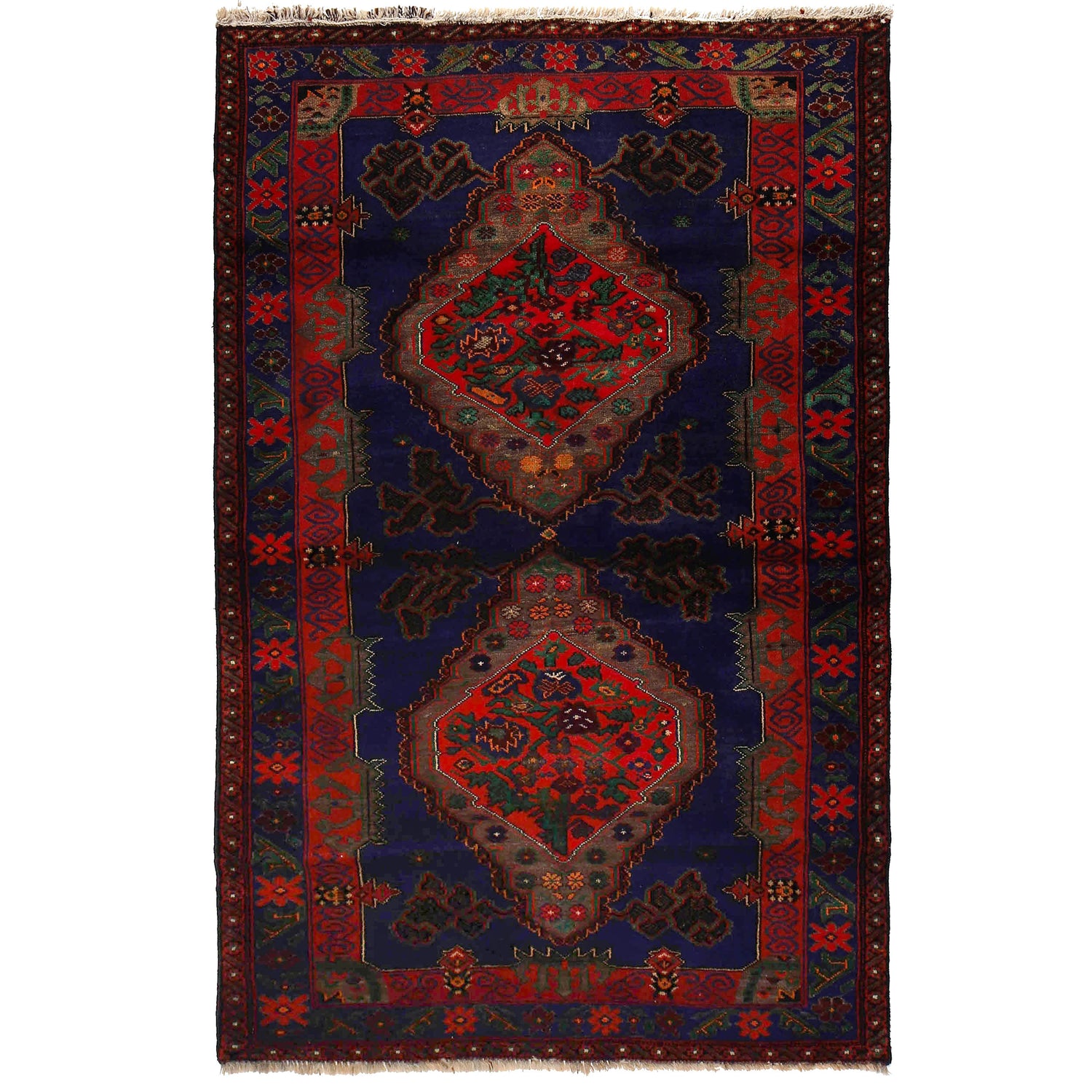 Hand Knotted Baluchi Rug 4' 3" x 6' 7" ft / 129 x 200 cm - No. G25252