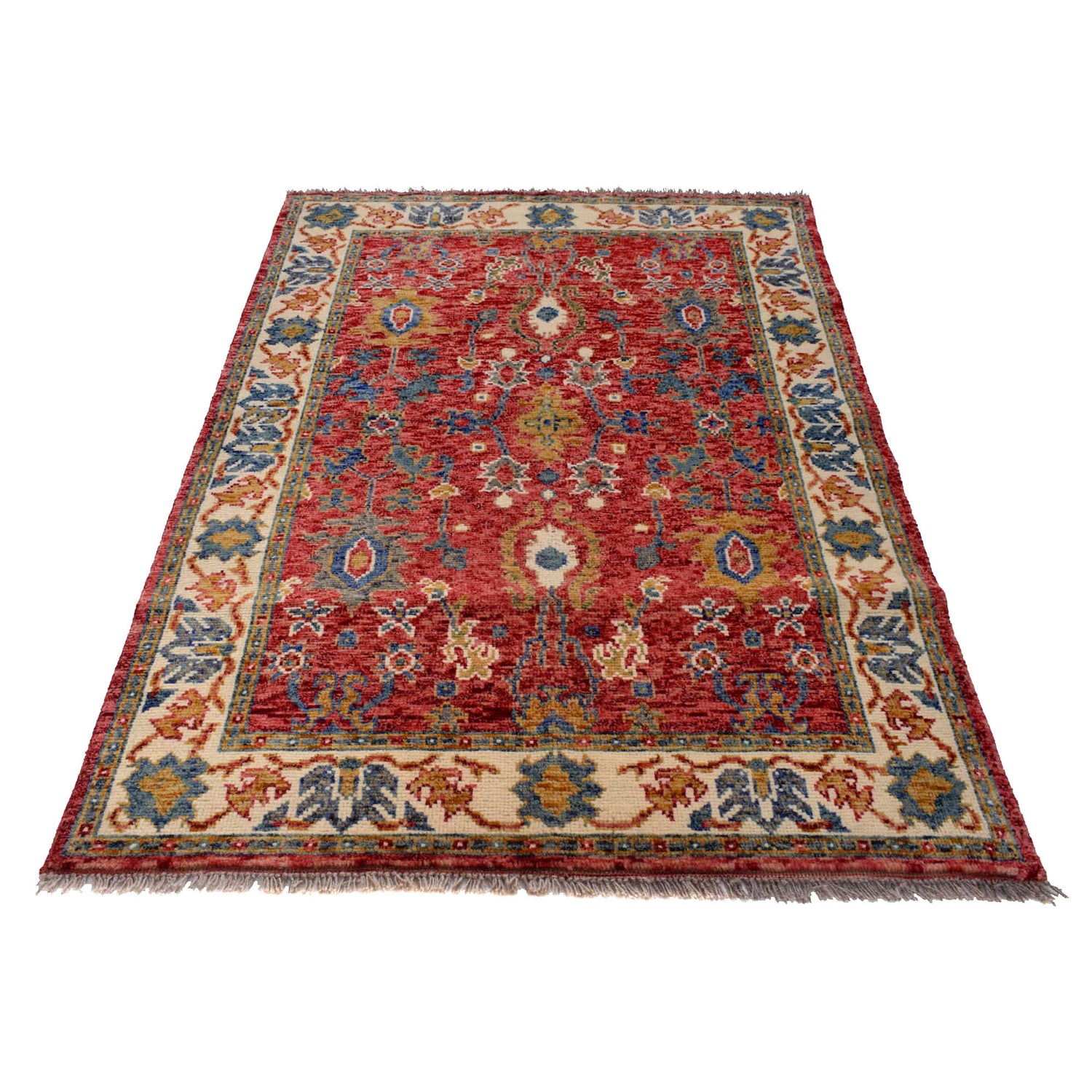 Modern Oushak Area Rug 4' 0" x 5' 10" ft / 123 x 177 cm - No. G25314