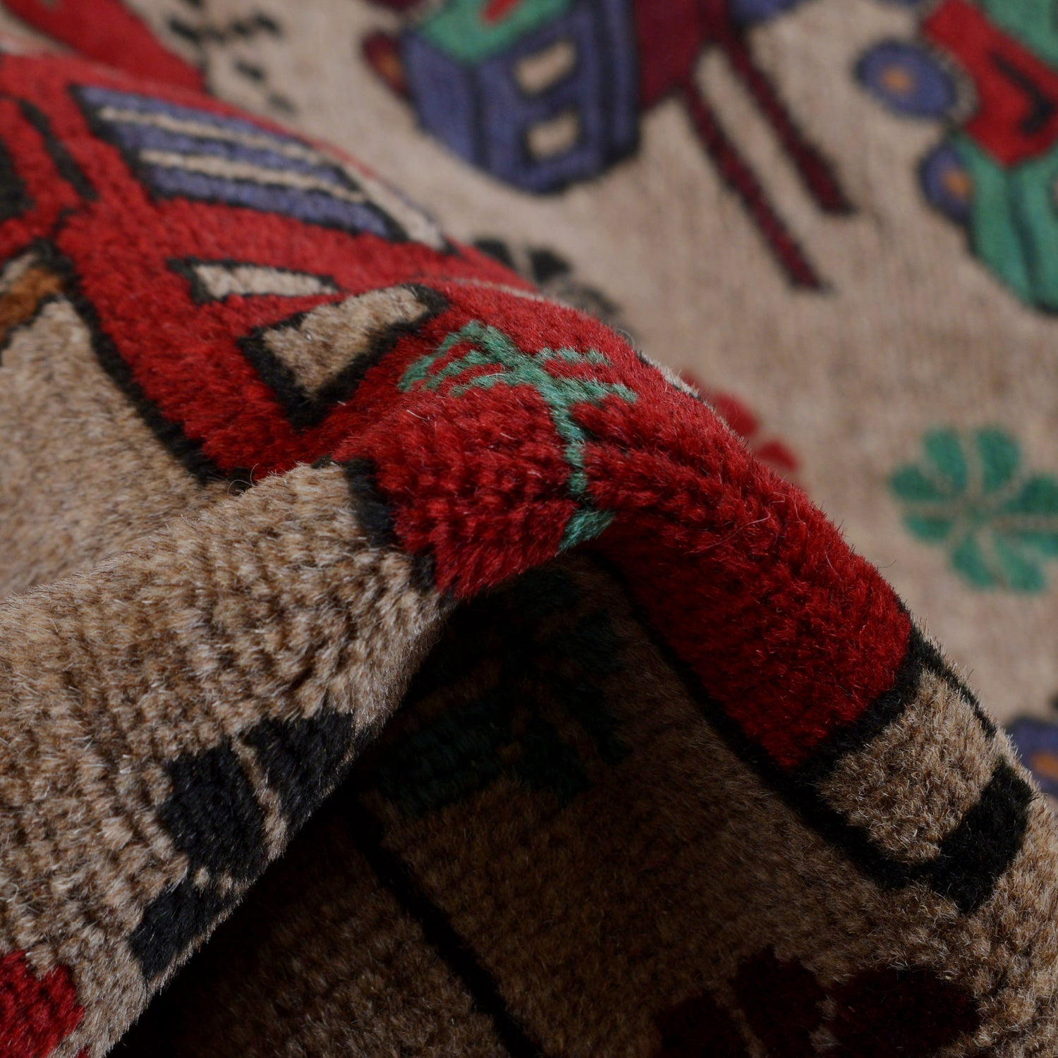 Handmade Afghan War Area Rug 4' 4" x 5' 7" ft / 131 x 170 cm - No. G25876