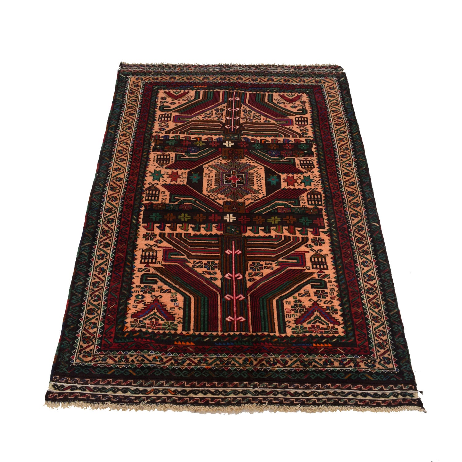 Hand Knotted Baluchi Rug 3' 1" x 4' 11" ft / 95 x 149 cm - No. G26588