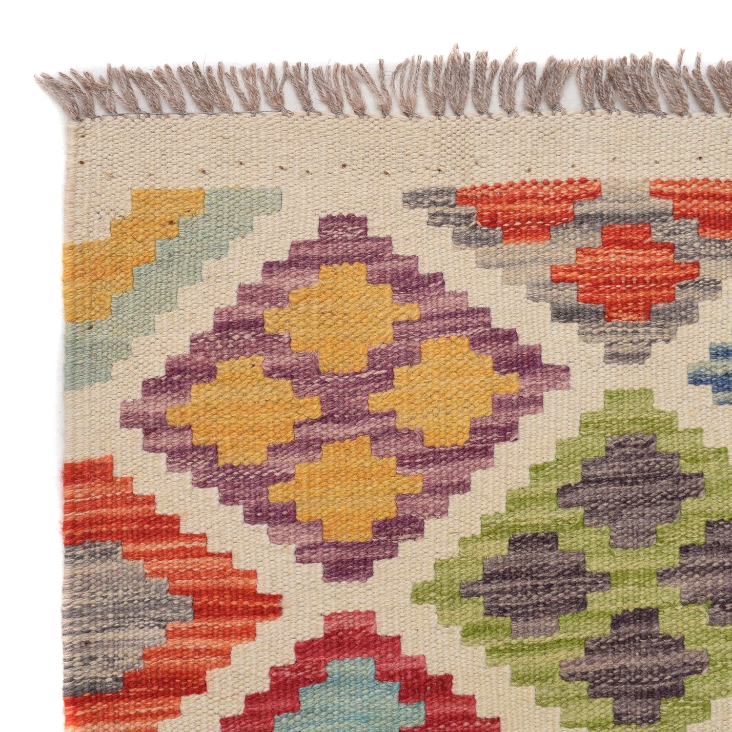 Colorful Flat-Weave Wool Kilim Runner 2' 9" x 9' 7" ft / 83 x293 cm - No. G28059
