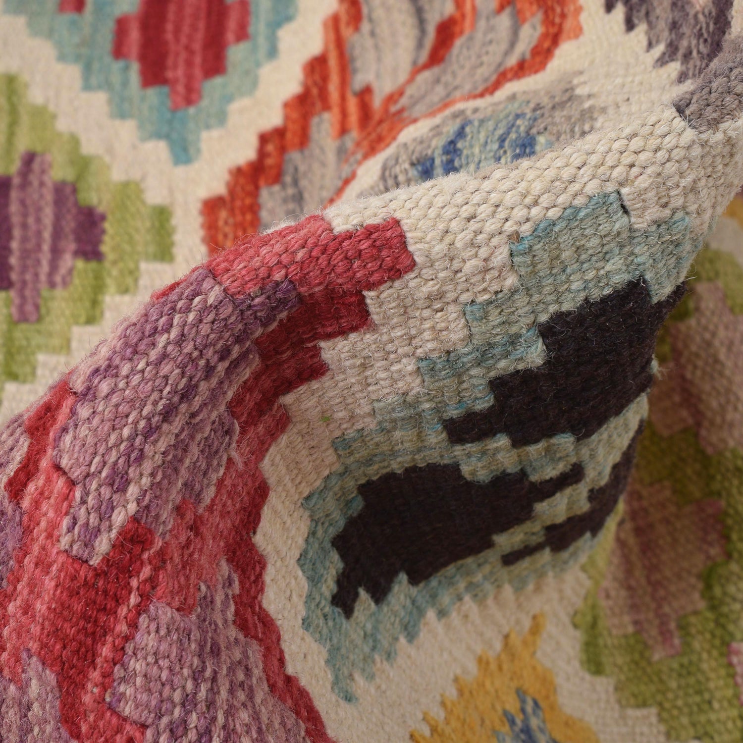 Colorful Flat-Weave Wool Kilim Runner 2' 9" x 9' 7" ft / 83 x293 cm - No. G28059