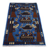 Blue Color War Rug 2' 9" x 4' 3" ft / 84 x 130 cm - No. G28091