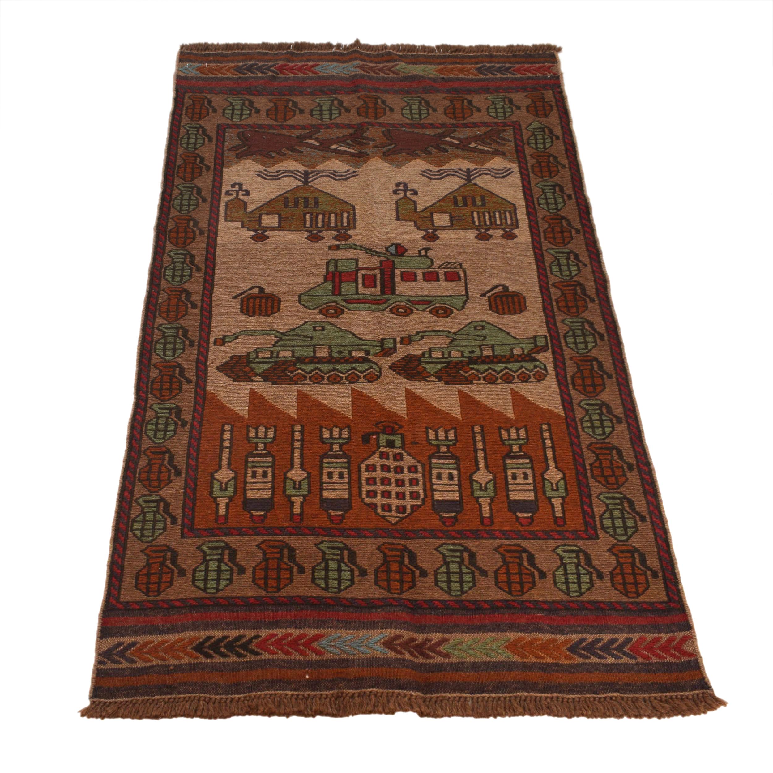 Hand-Knotted Afghan War Kilim 2' 7" x 4' 5" ft / 78 x 135 cm - No. G29035