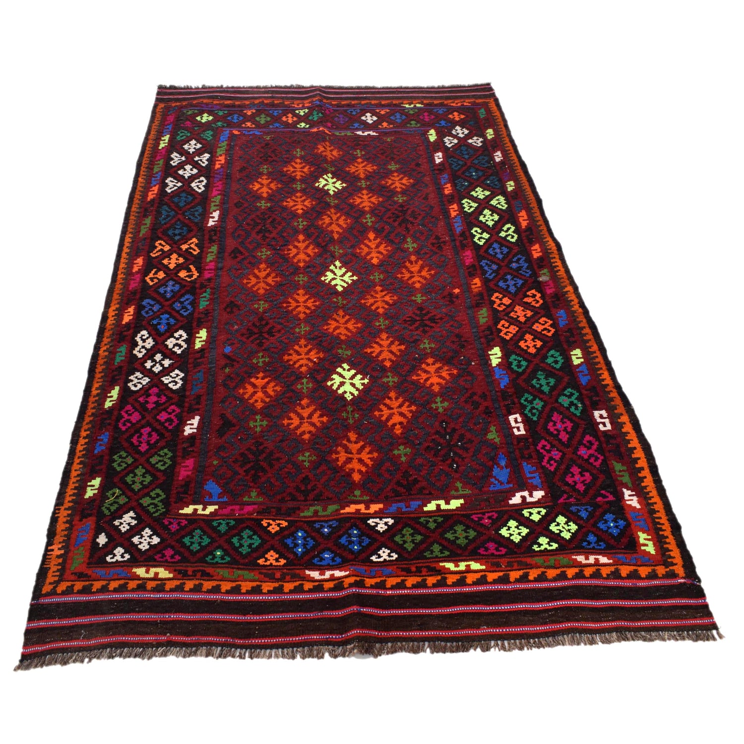 Handmade Maimana Kelim 4' 2" x 6' 5" ft / 127 x 196 cm - No. G29125