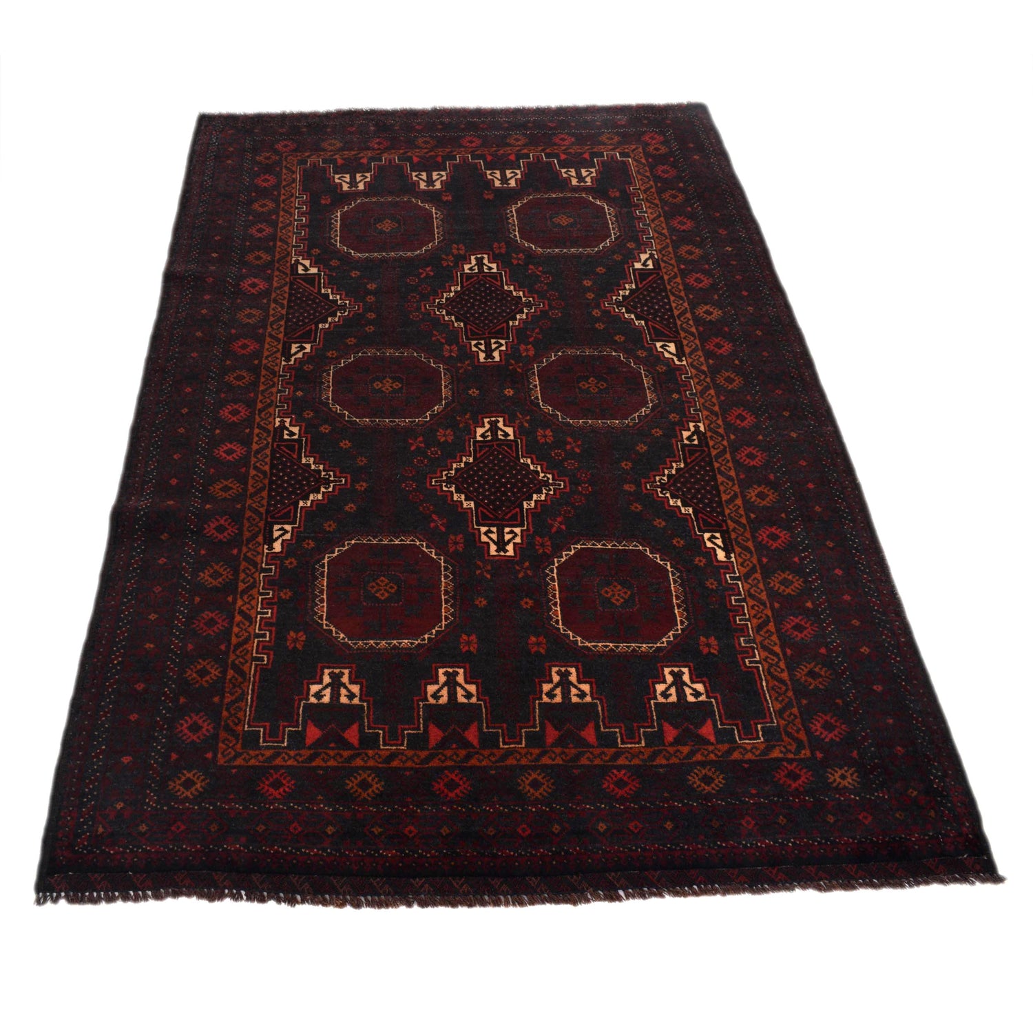 Hand Knotted Baluchi Rug 4' 0" x 6' 3" ft / 123 x 191 cm - No. G29165