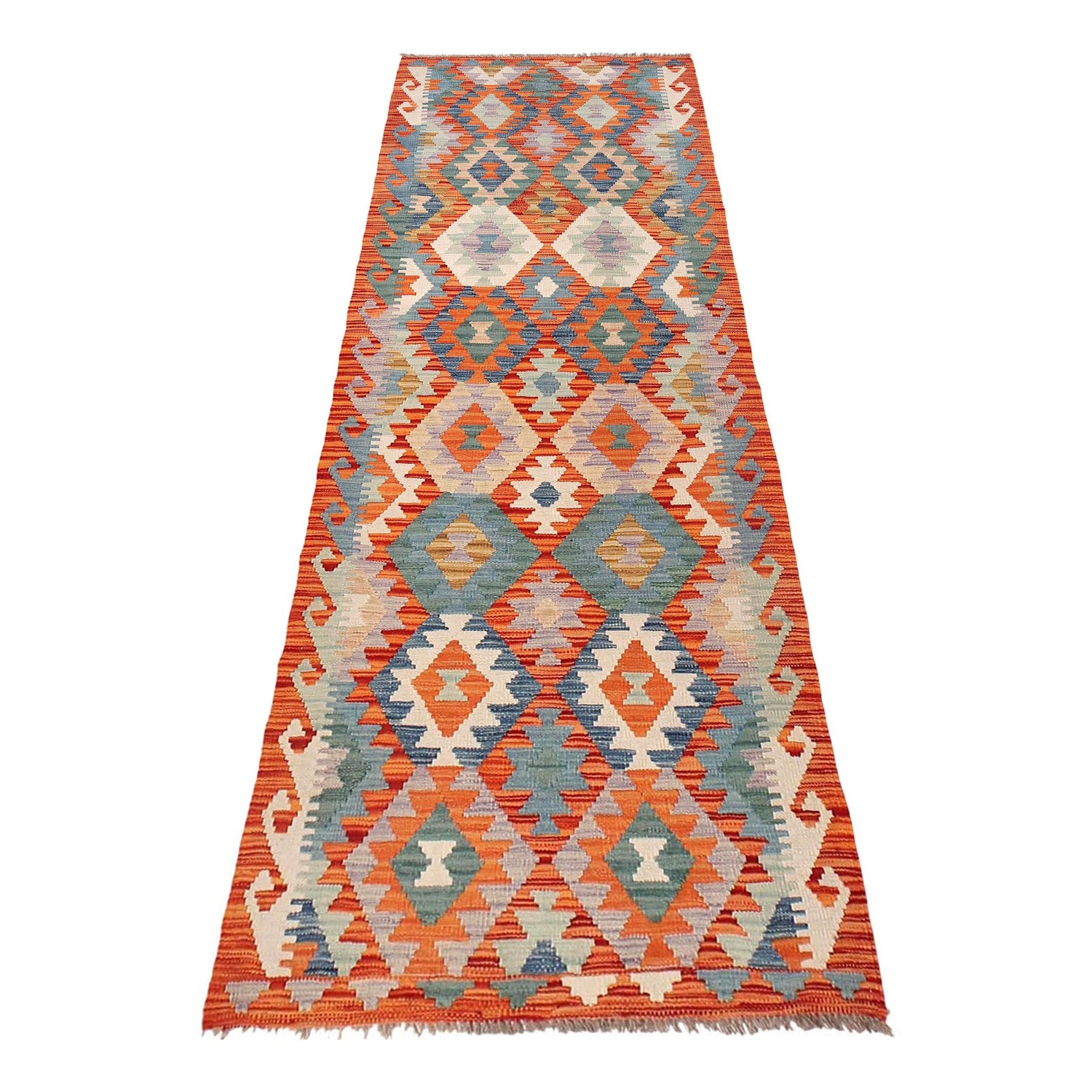 Handmade Afghan Vegetable Kilim Runner 2' 9" x 9' 8" ft / 84 x 294 cm - No. G29747