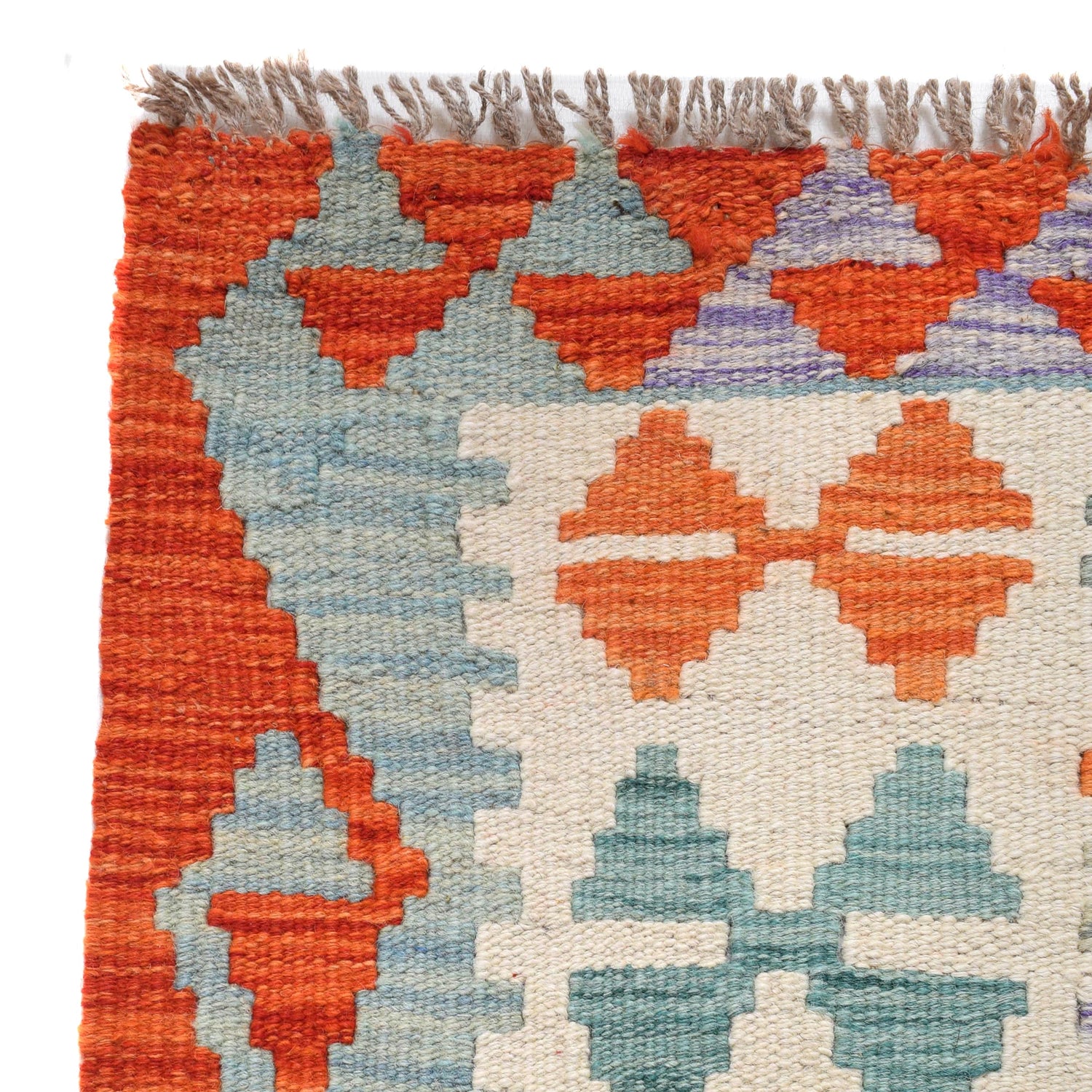 Hand Knotted Afghan Style Kilim Runner 3' 1" x 8' 8" ft / 95 x264 cm - No. G29755