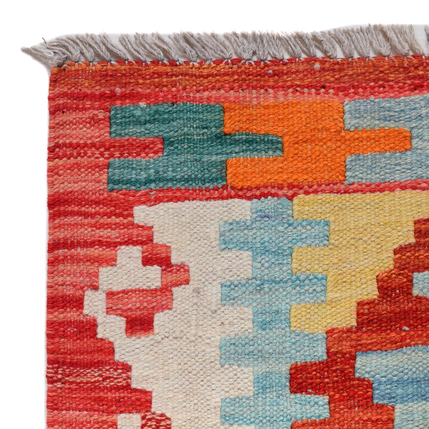 Hand Knotted Flatweave Kilim Runner 2' 11" x 7' 1" ft / 90 x 217 cm - No. G29758