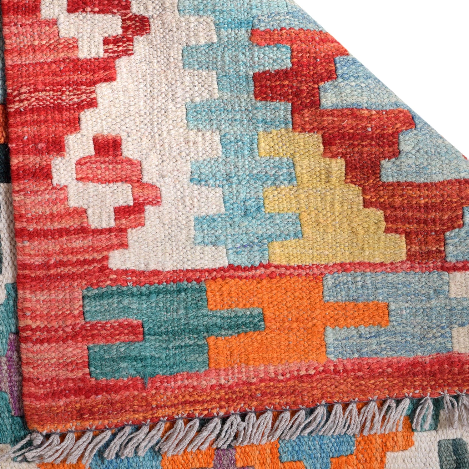 Hand Knotted Flatweave Kilim Runner 2' 11" x 7' 1" ft / 90 x 217 cm - No. G29758