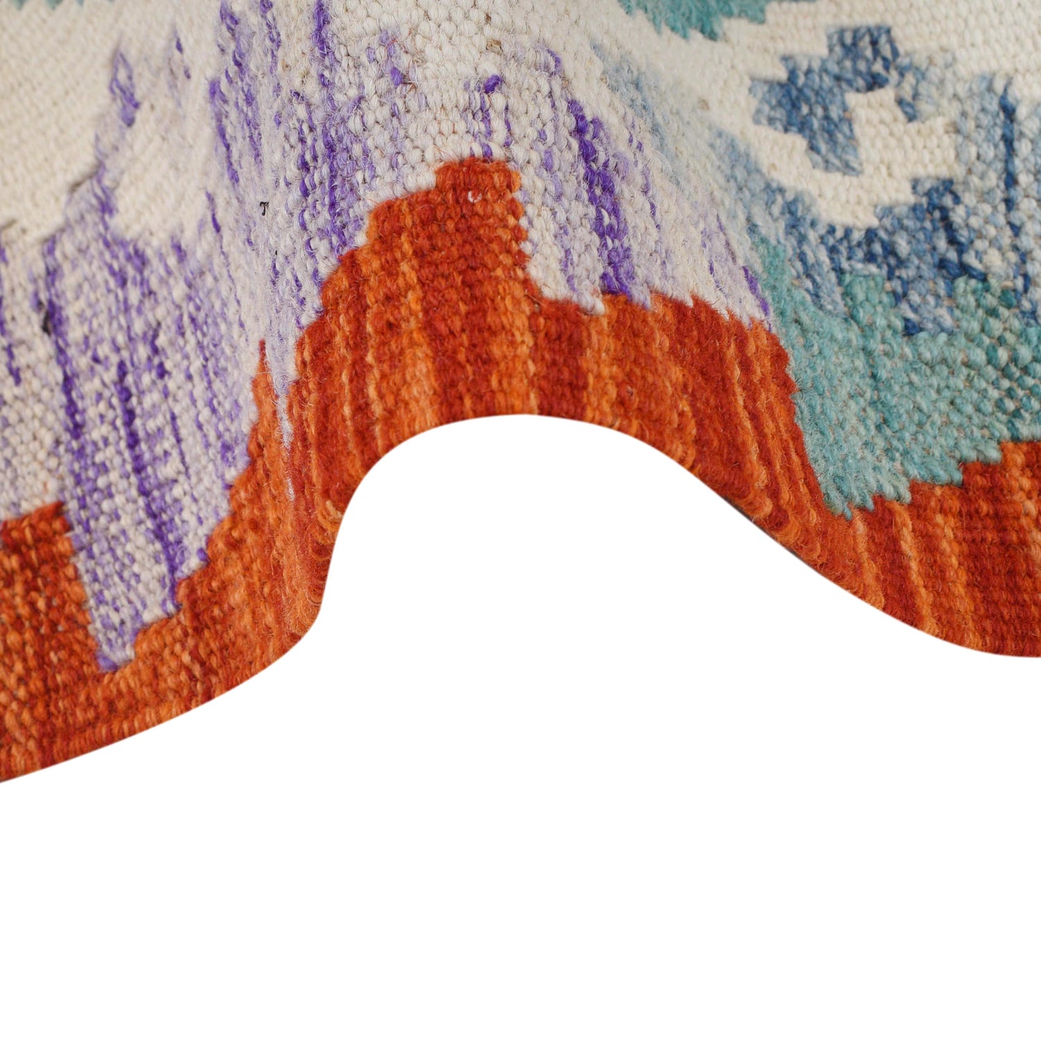 Colorful Flat-Weave Wool Kilim Runner 2' 9" x 8' 0" ft / 83 x245 cm - No. G29763